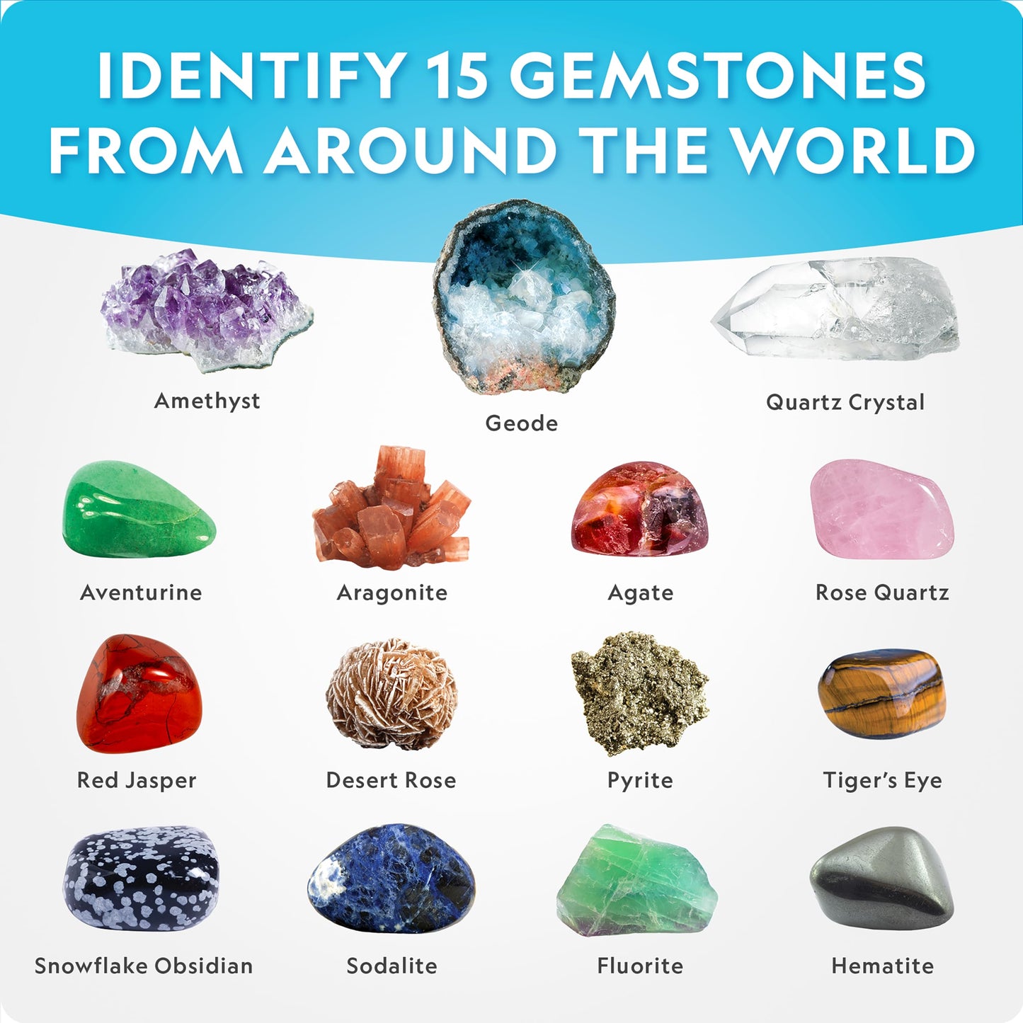 NATIONAL GEOGRAPHIC Mega Gemstone Dig Kit – Dig Up 15 Real Gemstones and Crystals, Science Kit for Kids, Gem Digging Kit, Gift for Girls and Boys, Mining Kit, Rock Collection