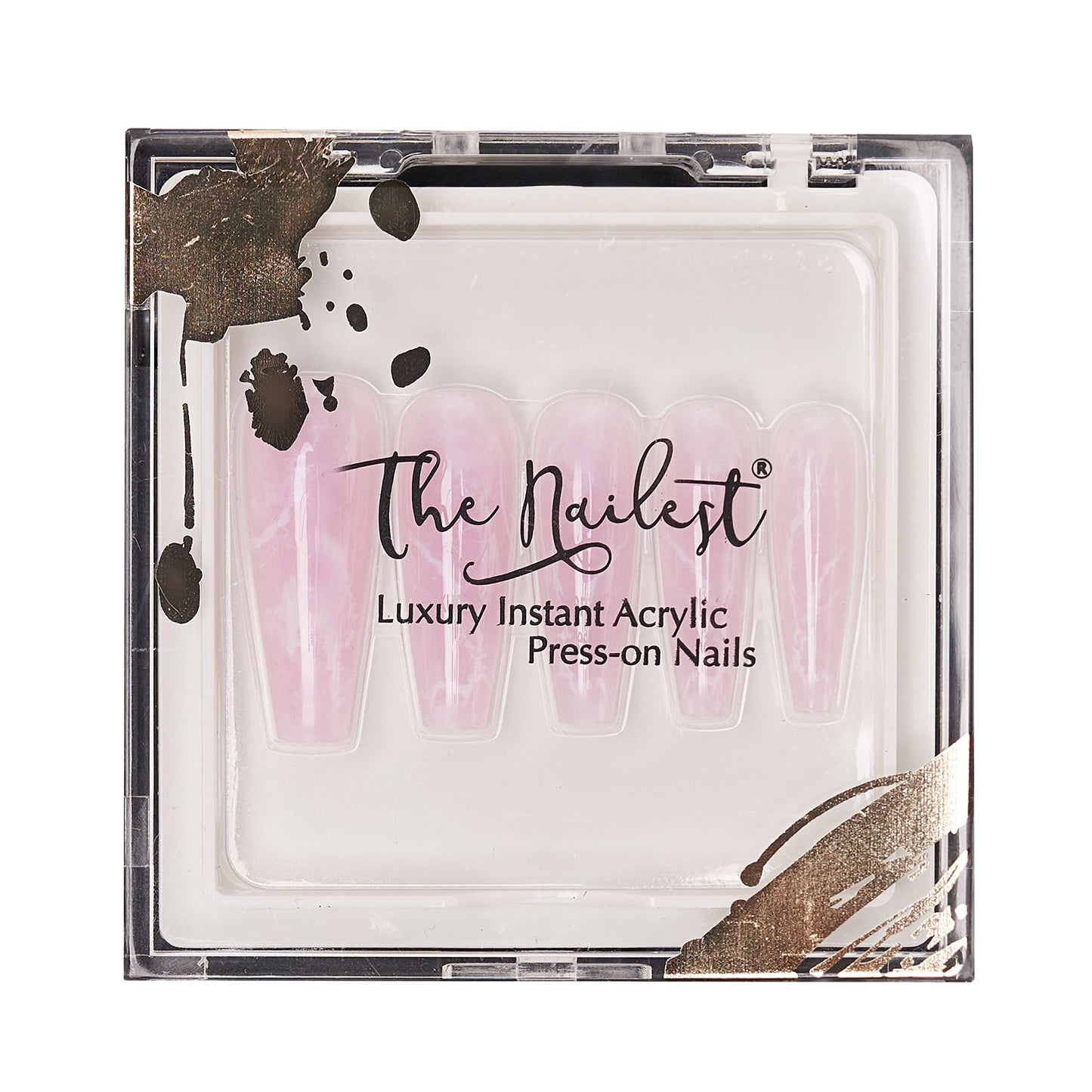 The Nailest - Instant Luxury Acrylic Press-on Nails-C-curve Long Coffin- Pink Quartz