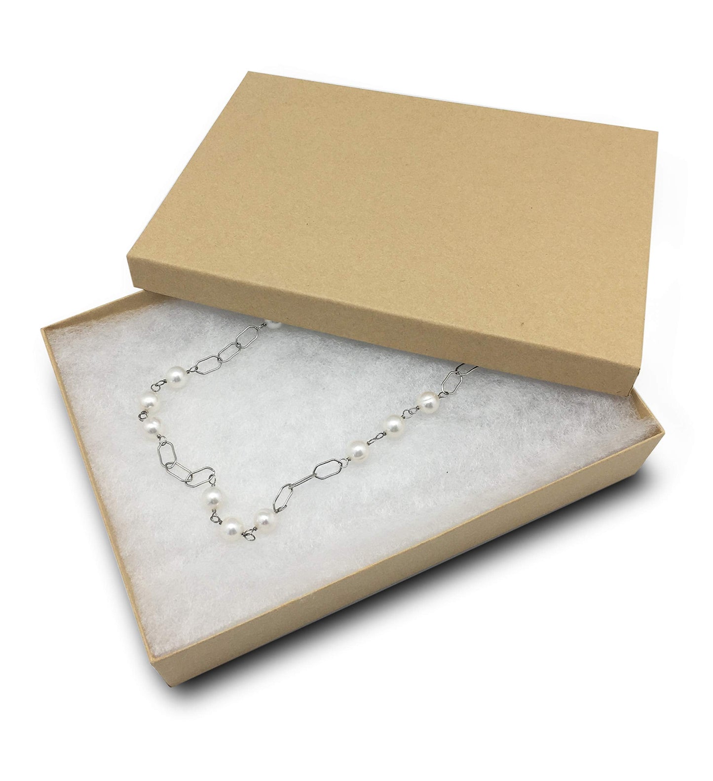 TheDisplayGuys - 25-Pack #75 Cotton Filled Cardboard Paper Jewelry Boxes Gift Case - Kraft Brown (7.1" x 5.2" x 1.3") - for Shipping or Storage