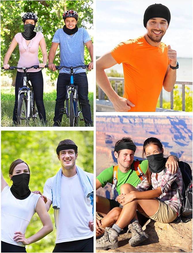 Geyoga 8 Pieces Winter Face Mask for Men UV Protection Mask Sunscreen Breathable Windproof Neck Gaiters Scarf Fishing Cycling Running (Black)