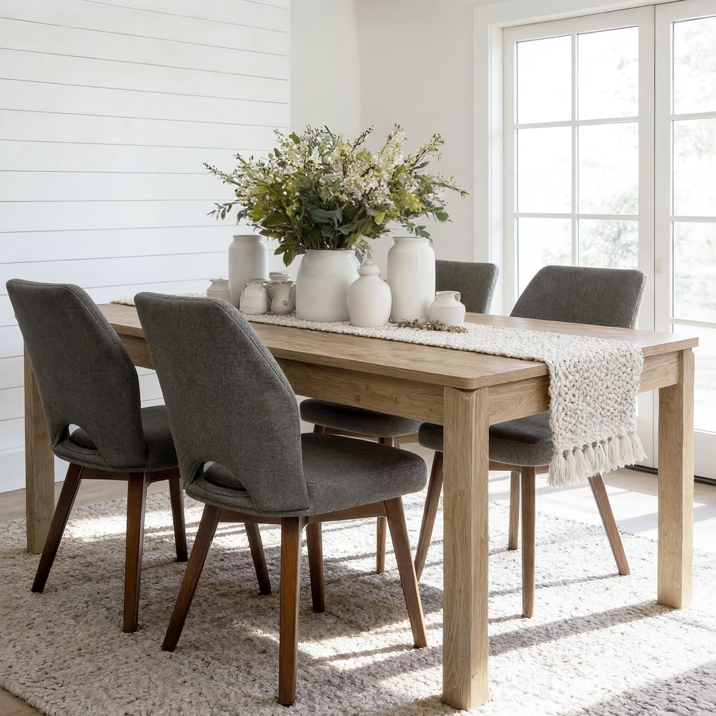 Farmhouse Dining Table, 70" Rectangular Wooden Kitchen Table for 4–6 People, Modern Dining Table & Home Office Desk for Family Gatherings and Study, Easy to Clean, Rustic