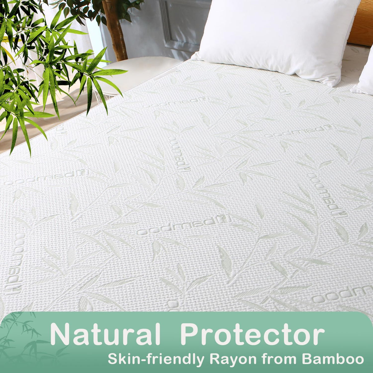 Twin XL Mattress Protector Waterproof Mattress Pad Washable Bamboo Rayon Mattress Cover Breathable Noiseless Bed Protector 5"