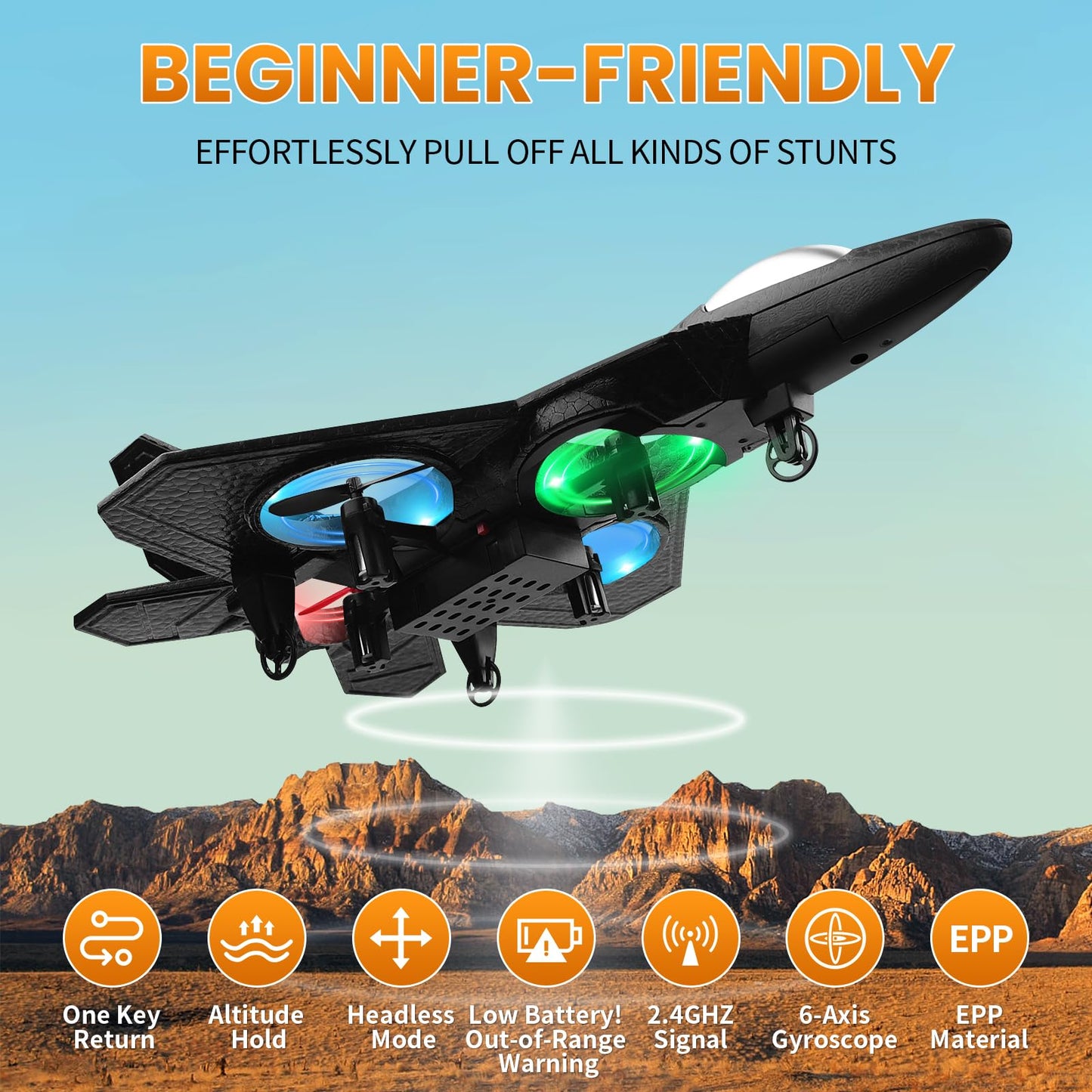 Beffkkip RC Plane 2.4GHz Remote Control Plane L0712 Drone Quadcopter Hovering with Auto Hovering Fighter Aircraft RC Airplane RTF for Beginner, Kids and Adults,3D Flip Airplane Toy