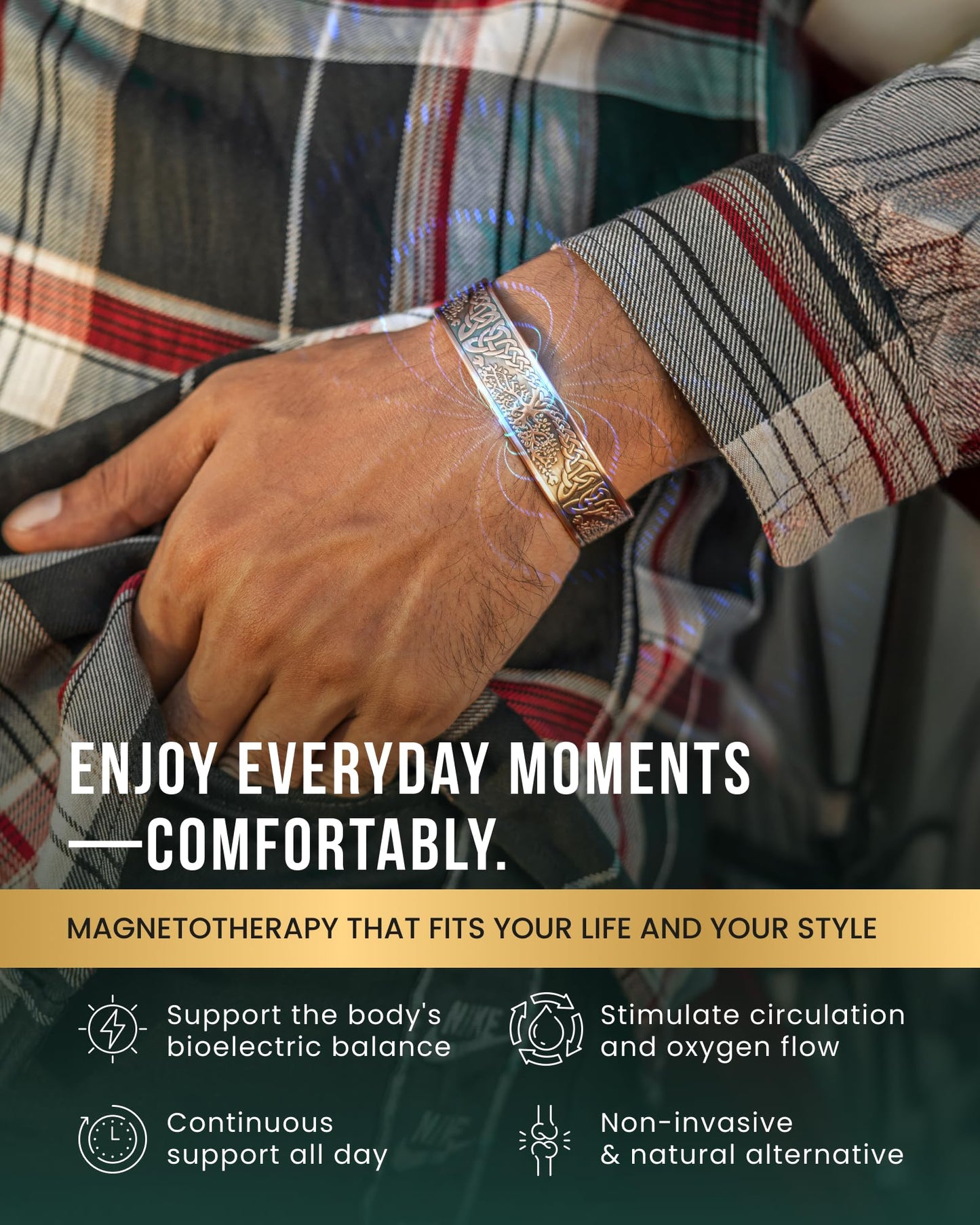 MagnetRX® Magnetic Copper Bracelets for Men – Effective 99.9% Pure Copper Bracelet for Men – Adjustable Copper Magnetic Bracelets (Irish Tree)