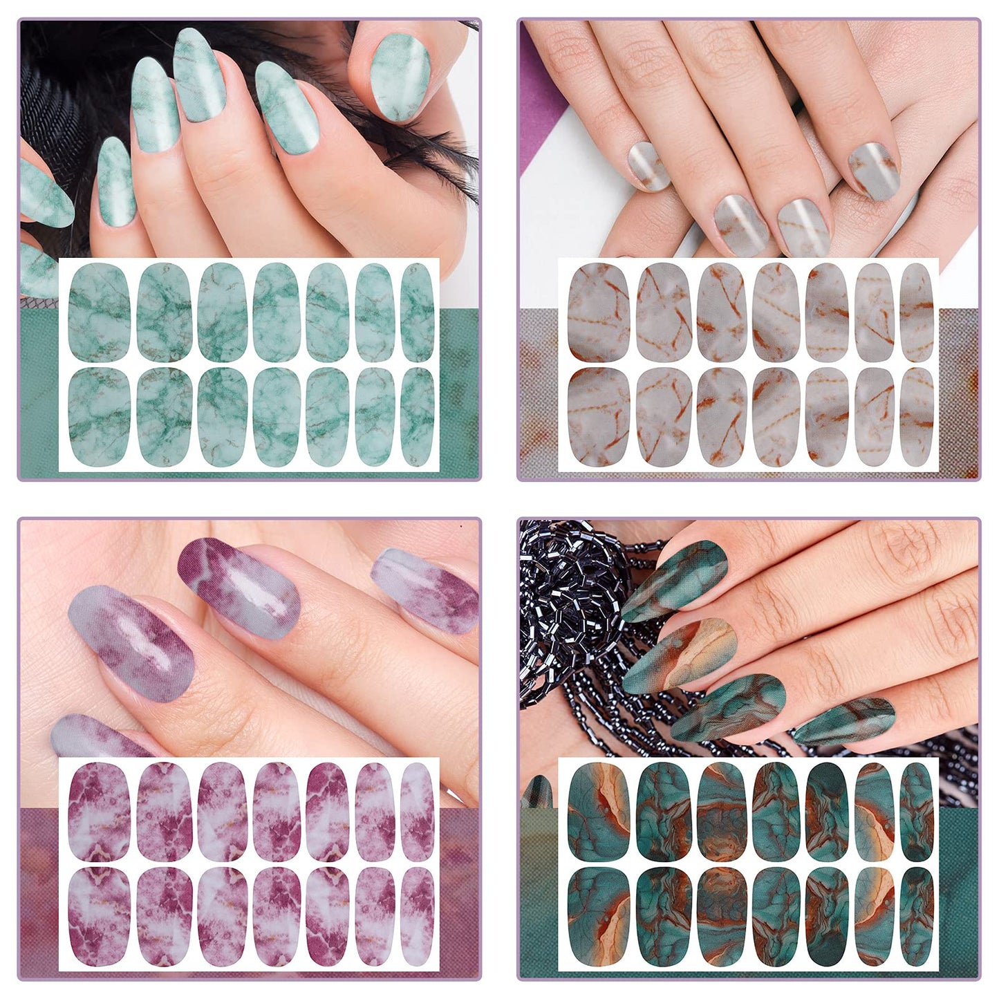 Maitys 336 Pieces 24 Sheets Full Wrap Nail Polish Strips Stickers Self Adhesive Gel Nail Strips Art Decals with File for Women DIY Decorations(Retro Style)