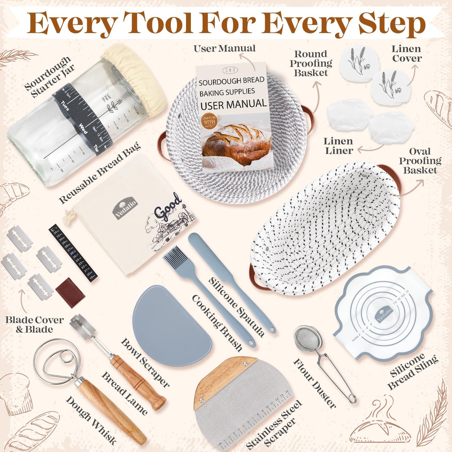 Sourdough Starter Kit, Sourdough Bread Baking Supplies, Sour Dough Starter Kits, Sourdough Tools for Modern Home And Kitchen, Sour Dough Tools, Bread Making Tools Kit, Gifts for Bakers Women Wife Mom