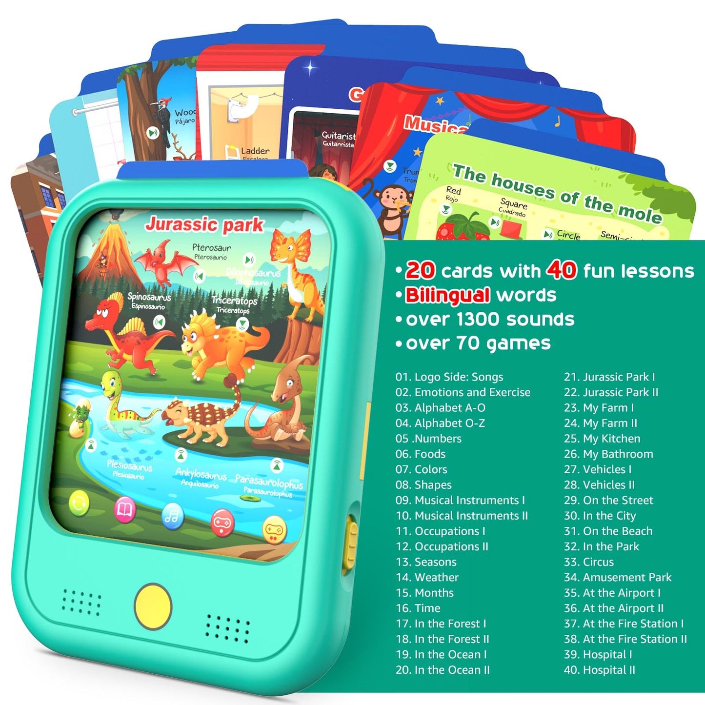 Kids Learning Tablet Educational Learning Pad for Toddlers 2-5 to Learn Alphabets, Numbers, Foods, Time, Music, Vehicles, Tablet Toy for Toddlers Ages 2 3 4 5 6 Years Old