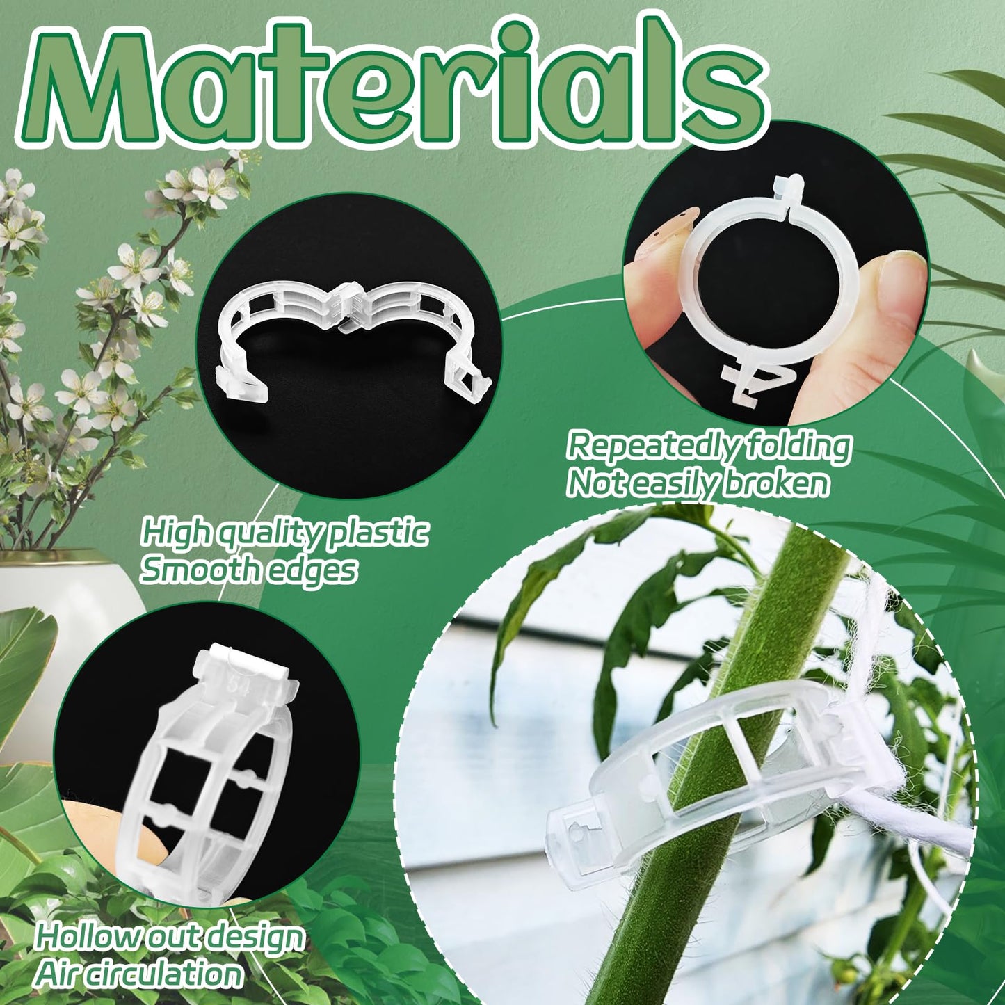 OJYUDD 400 Pcs White Plant Support Garden Clips,Plastic Tomato Vine Clips,Secured Climbing Plant Clip for Flower Vine Grape Twine Orchid