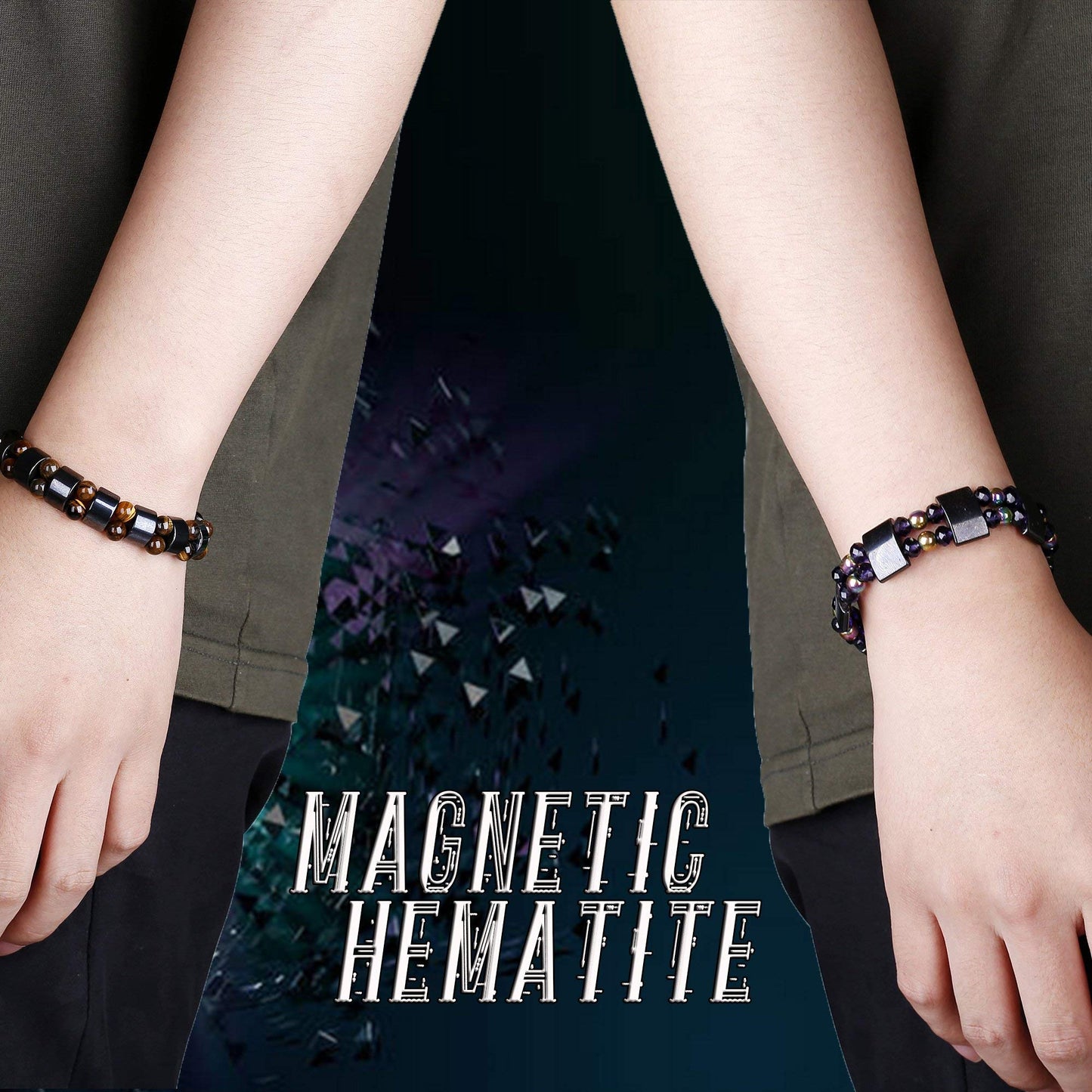 THUNARAZ 12Pcs Hematite Magnetic Bracelet Set for Men Women Tiger Eye Stone Bracelet Stree Relief Gift