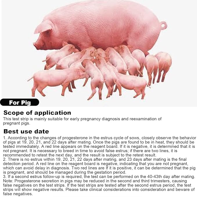 Pig Pregnancy Test Strip, Pack of 10 Disposable Pig Pregnancy Test Strip Early Pregnant Detection Testing Tool Veterinary Equipment Livestock Supply for Pig Early Pregnancy Testing