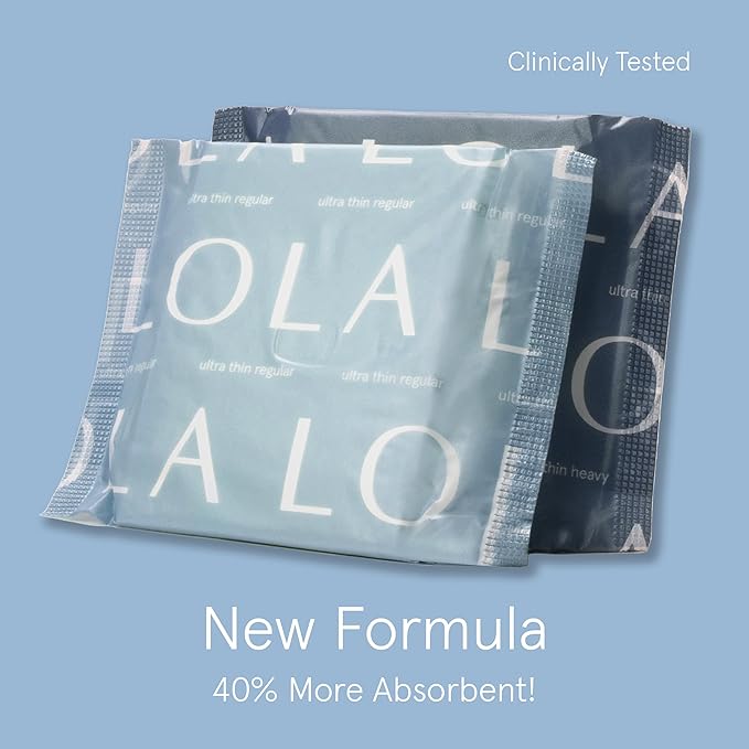 LOLA Organic Cotton Pads, 36 Count - Ultra Thin Pad with Wings, Cotton Organic Pads for Women, HSA FSA Approved Products Feminine Care, Regular