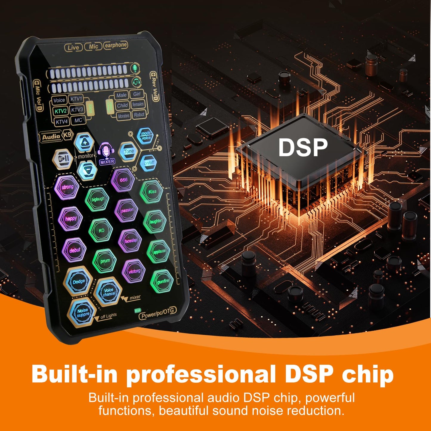 Small Handheld Sound Card Set for Podacsting, Broadcasting, Living, Singing, Recording, Gaming with Families, Friends, Gift,YouTube, TikTok