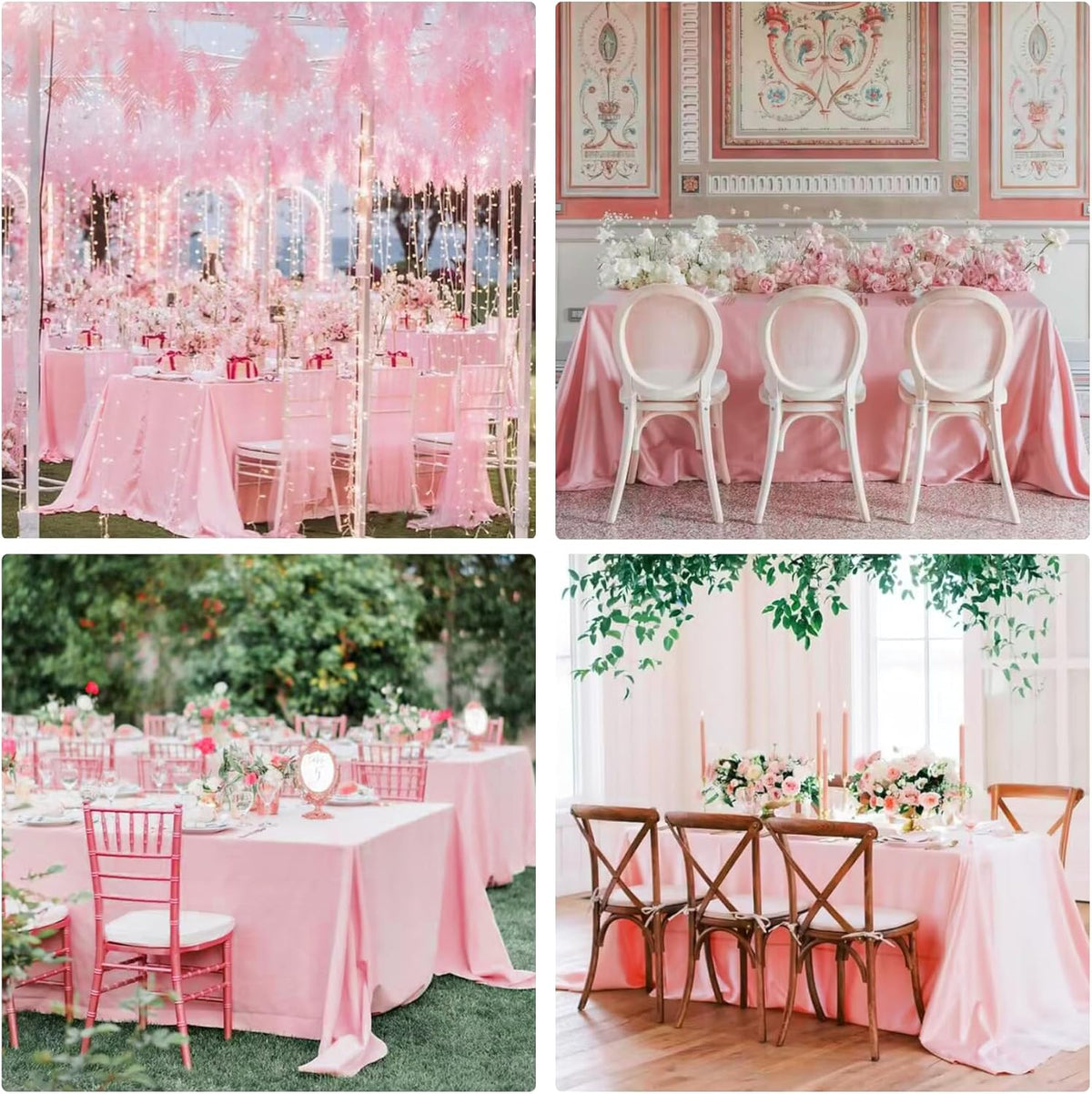 4 Pack Rectangle Tablecloth for 6 Foot Tables Washable Polyester Table Cover for Wedding Dining Table Parties Banquet（70x120 Pink）