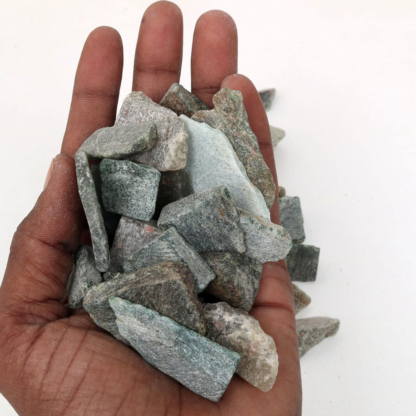 REAL-GEMS Natural Raw Healing Crystals Rough Stones for Tumbling, Cabbing, Polishing, Wire Wrapping, Wicca & Reiki Crystal Healing, Mix Gemstones,7 Chakra (Green Jade)