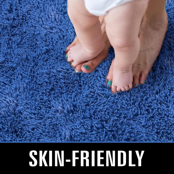 TWINNIS Super Soft Shaggy Rugs Fluffy Carpets, 4x5.9 Feet, Indoor Modern Plush Area Rugs for Living Room Bedroom Kids Room Nursery Home Decor, Upgrade Anti-Skid Rectangular Fuzzy Rug, Indigo