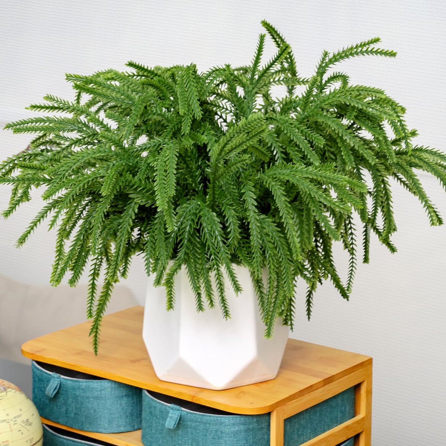 Real Touch Christmas Norfolk Pine Branches -18" Artificial Pine Branches Green Plants Branches for Holiday Floral Arrangements, Wreaths, Craft DIY and Home Xmas Decorations (4PCS(24 sprigs))