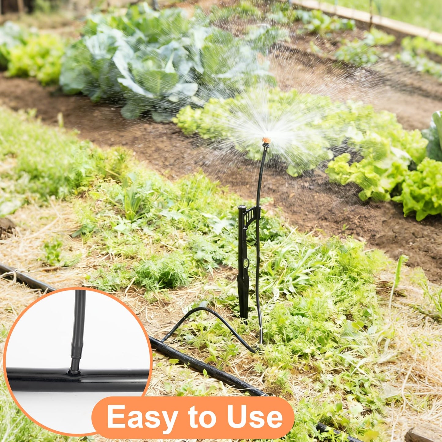12 Sets 360°Drip Micro Spray Emitters with Sprinkler Stake, Drip Sprinkler Heads with Adjustable Riser 1/4" Irrigation Tubing and Barbed Coupler,Micro Sprinkler Assembly for Garden Irrigation System