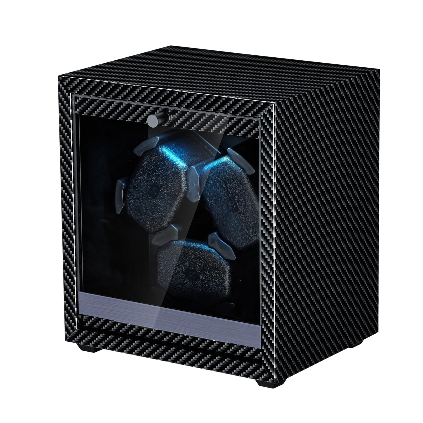 Mcbazel Watch Winder for Automatic Watches, 4 Rotation Modes Watch Winder Box with Super Quiet Motor, Blue LED Light, Memory Foam Pillows, Gift for Men & Women [Black]