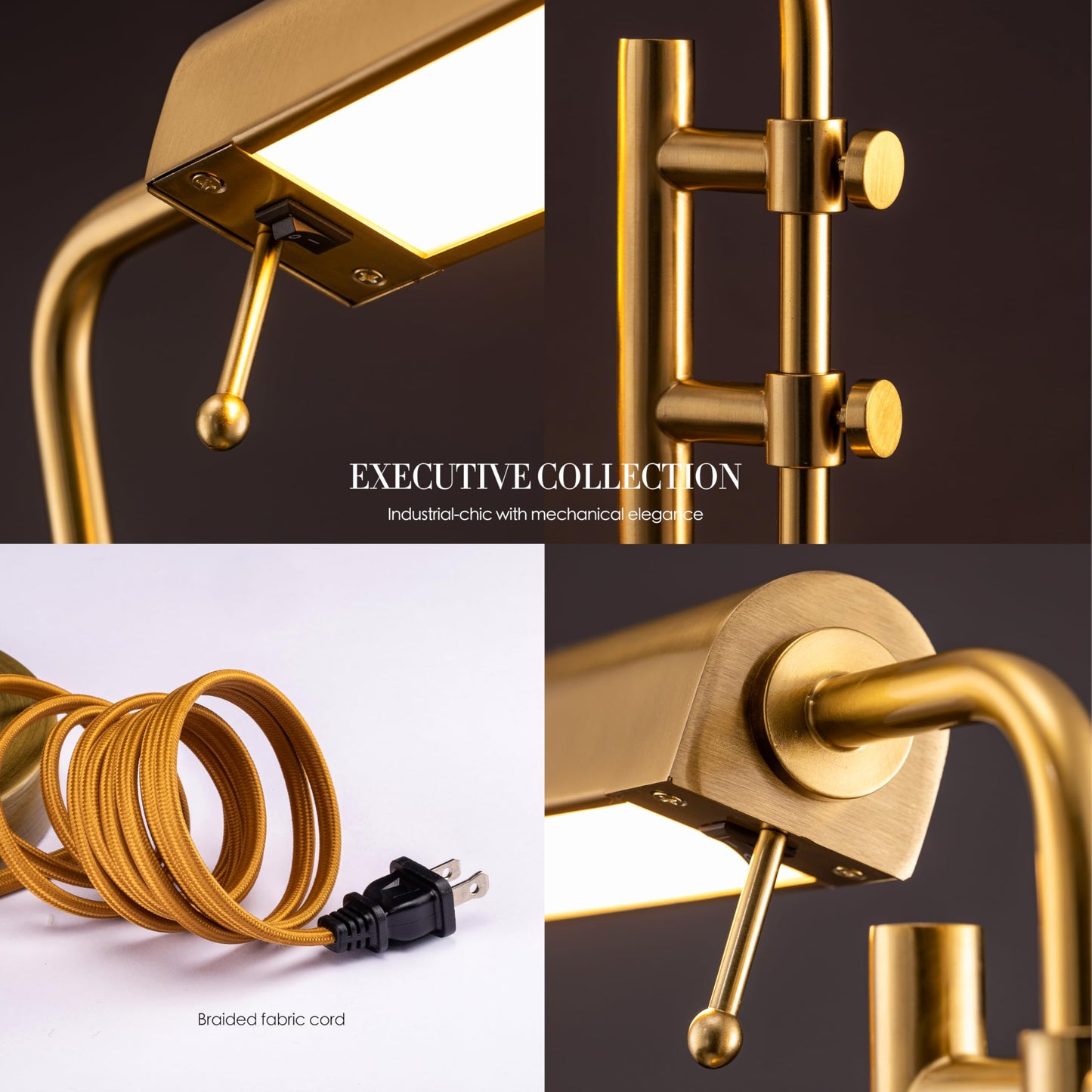 O'Bright Aurora LED Pharmacy Desk Lamp - Swing Arm, Industrial Design for Reading, Crafting, Work,10W LED, Adjustable Height 18.5-24.5 inches - Ideal for Living Room, Bedside, Office, Antique Brass