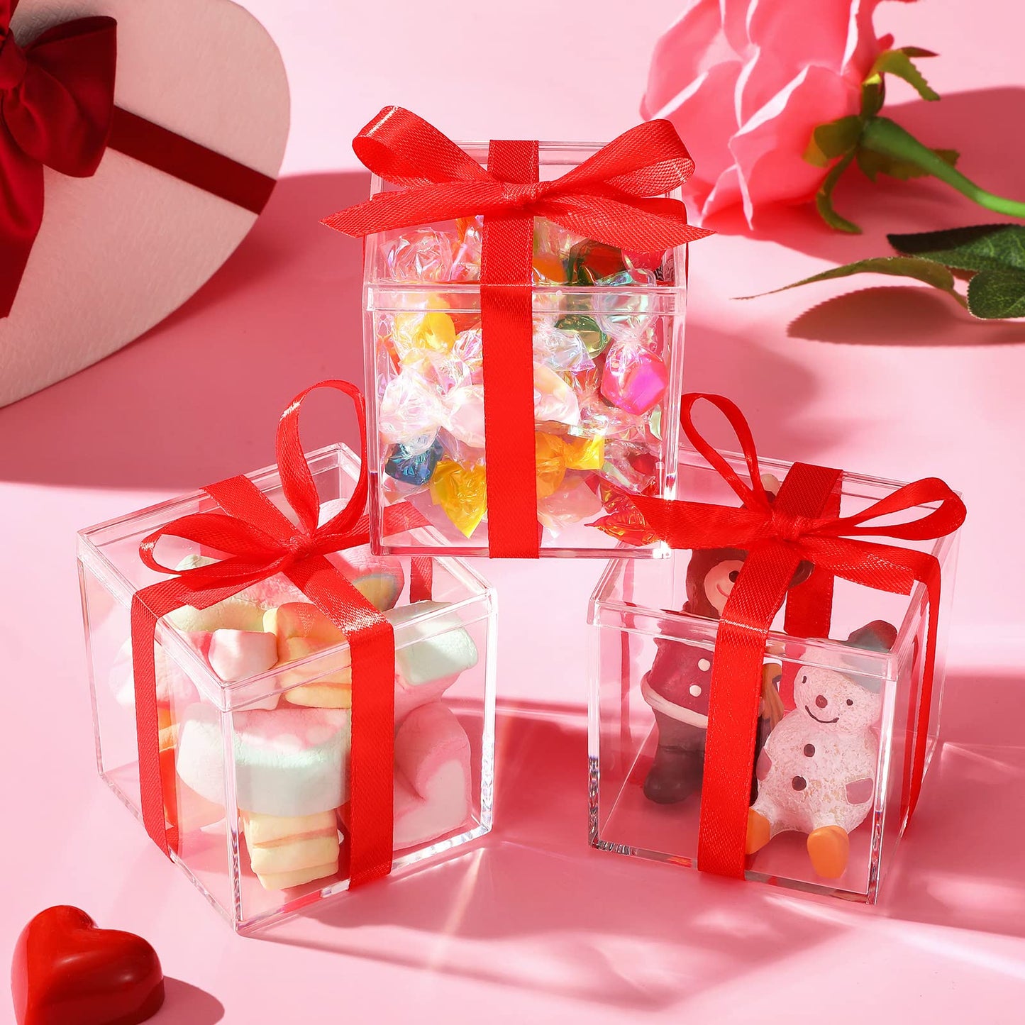 CHENGU 18 Pack Acrylic Boxes Clear Cube Small Square Storage Box with Lid Acrylic Display Small Container Clear Candy Cubes for Candy Jewelry Display(2.6 x 2.6 x 2.6 Inch)