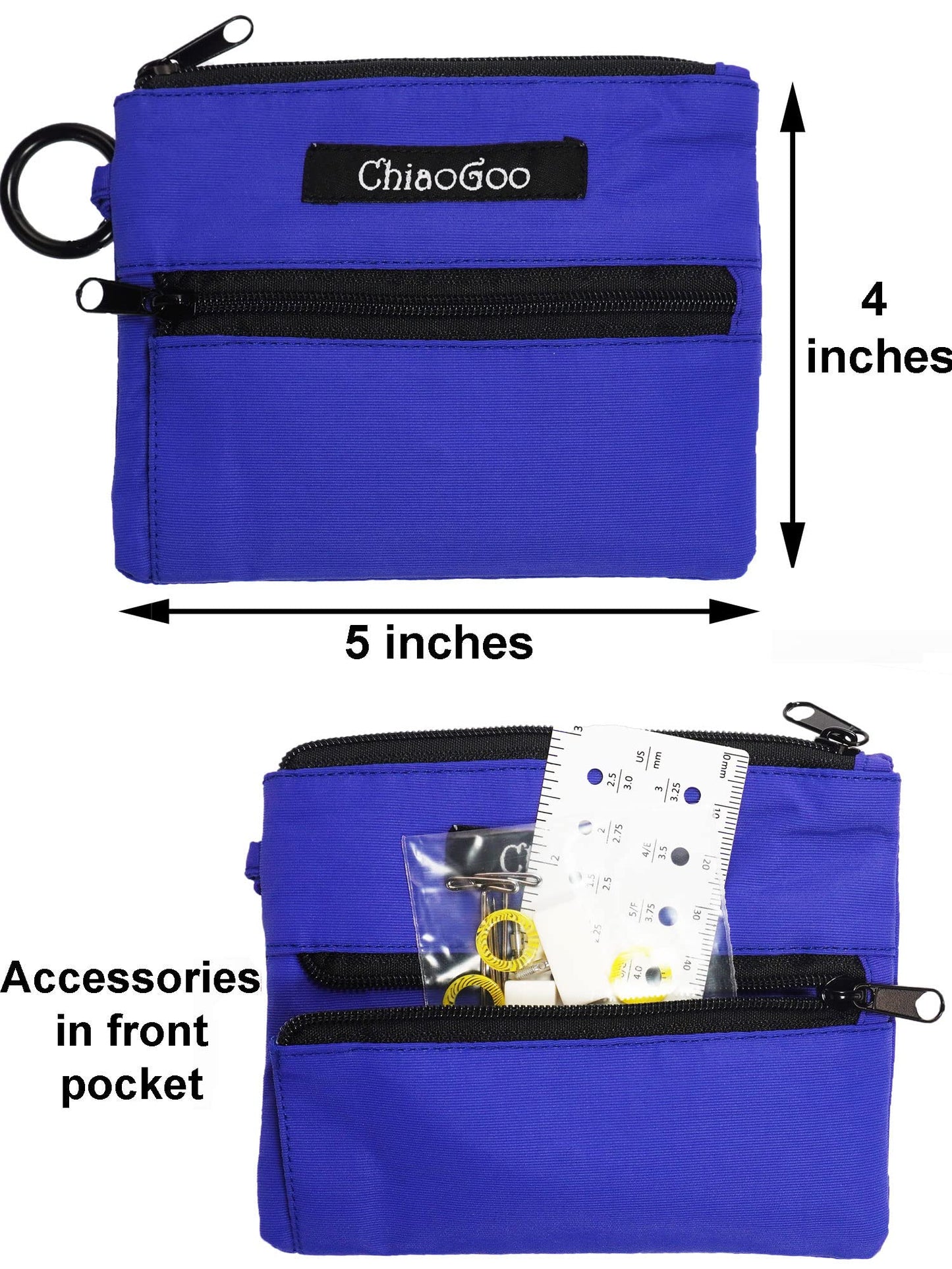 ChiaoGoo Twist Red Lace Shorties 2 & 3-Inch Large Blue 7230-S Interchangeable Knitting Needle Set, 10-Pairs Sizes US 4, 5, 6, 7, 8, Stainless Steel with 3 Cords with Project Bag