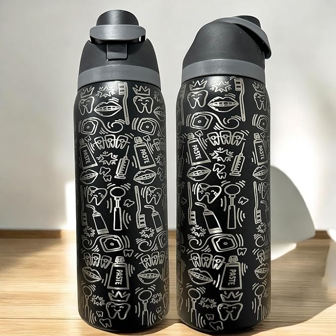 Dental hyginiest tumbler 40oz tumbler Tooth tumbler Dental water bottle Gift for dentist Gift for dental hyginiest Office gift (Black(#76)-Dental(k))