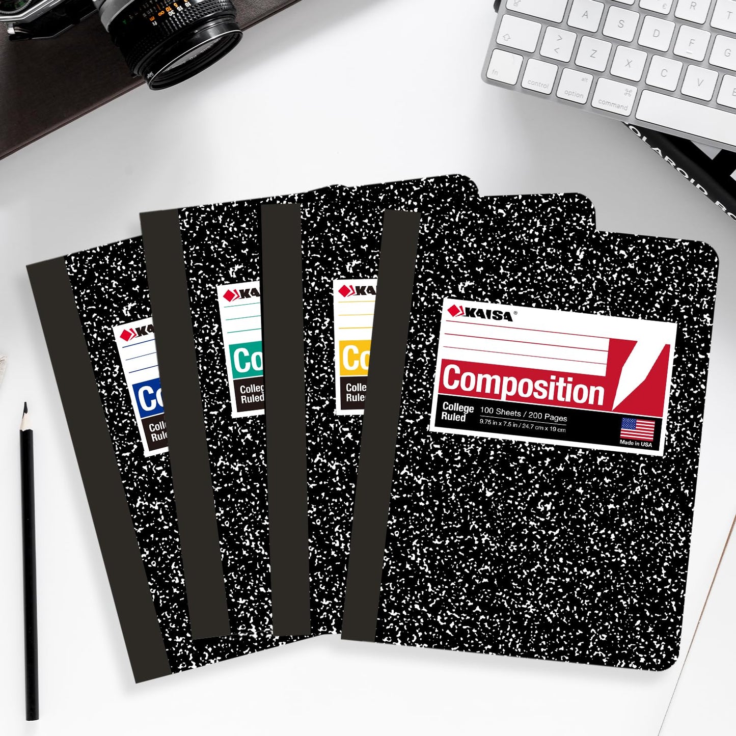 KAISA Composition Notebooks 100Sheets Comp Book, College Ruled, 9.75x7.5inch, Classic Marble Primary Composition Notebook, 20Pads, C10001C