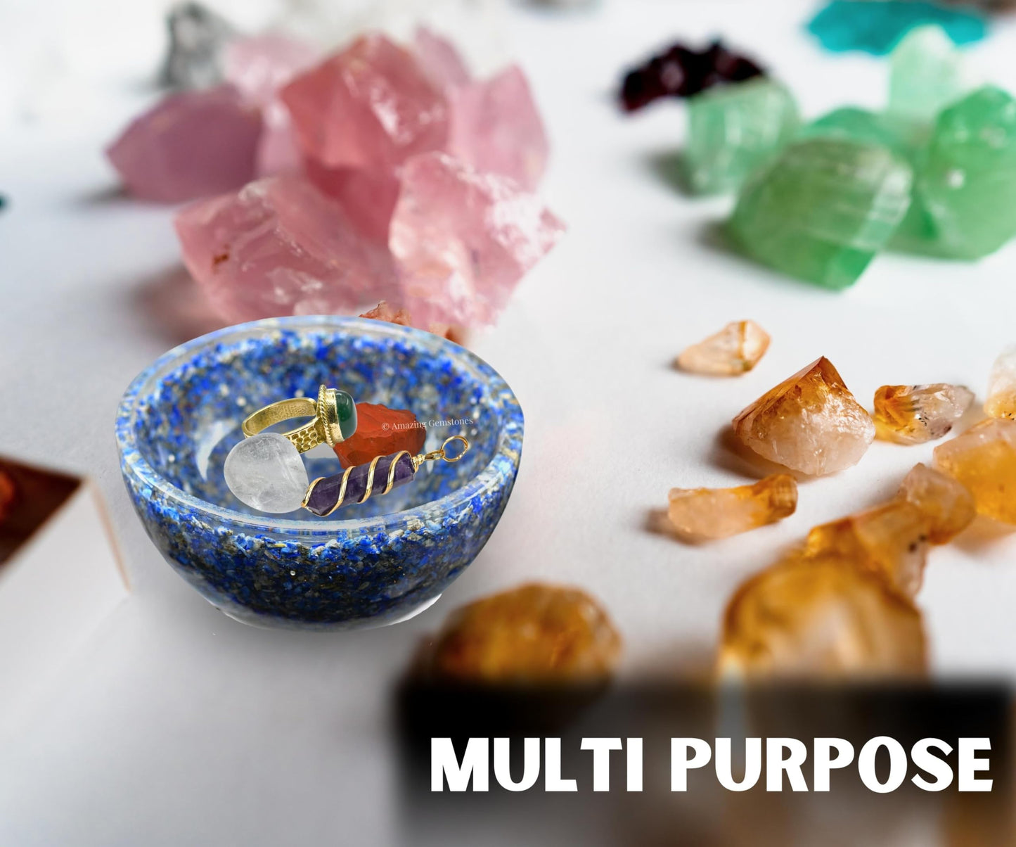 Amazing Gemstone Lapis Lazuli Orgonite Orgone Crystal Gemstone Bowl - 3" Orgonite Lapis Lazuli Crystal Bowl for Meditation, Crystals and Healing Stones Gift and Protection
