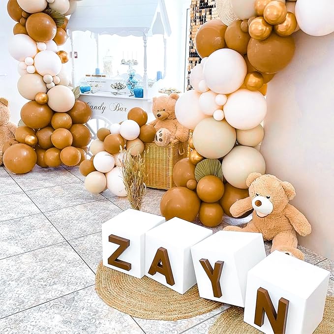 PartyWoo Light Brown Balloons 85 pcs Different Sizes of 18 12 10 5 Inch Caramel Brown Tan Boho Neutral Latex Balloon Arch Kit Garland for Birthday Wedding Baby Shower Party Decorations Brown-F10