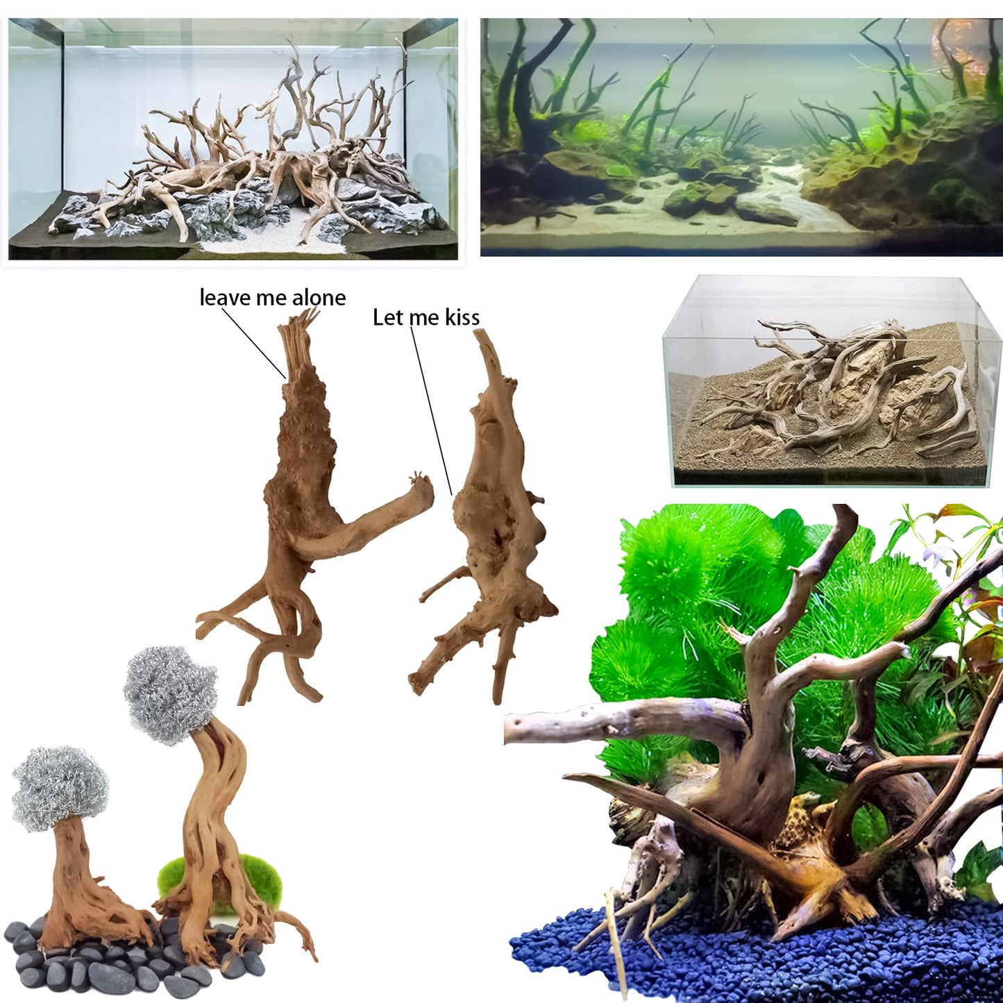 Vmiapxo 8 Pieces Natural Driftwood for Aquarium Decor, Assorted Sinkable Spider Wood, Reptile Drift Wood Branches Fish Tank Decorations (4''-6'')