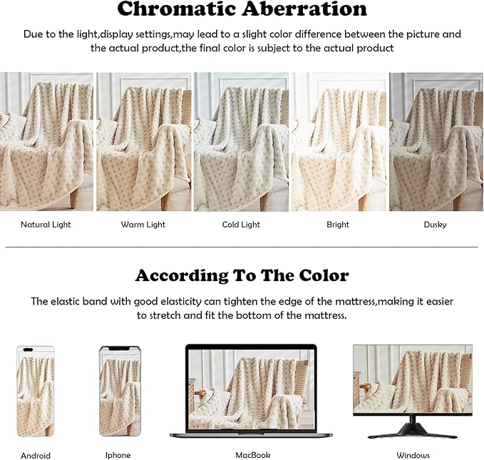 NEWCOSPLAY Super Soft Throw Blanket Linen Premium Silky Flannel Fleece 3D Waffle Checkered Lightweight Bed Blanket All Season Use (Linen, Throw(50"x70"))