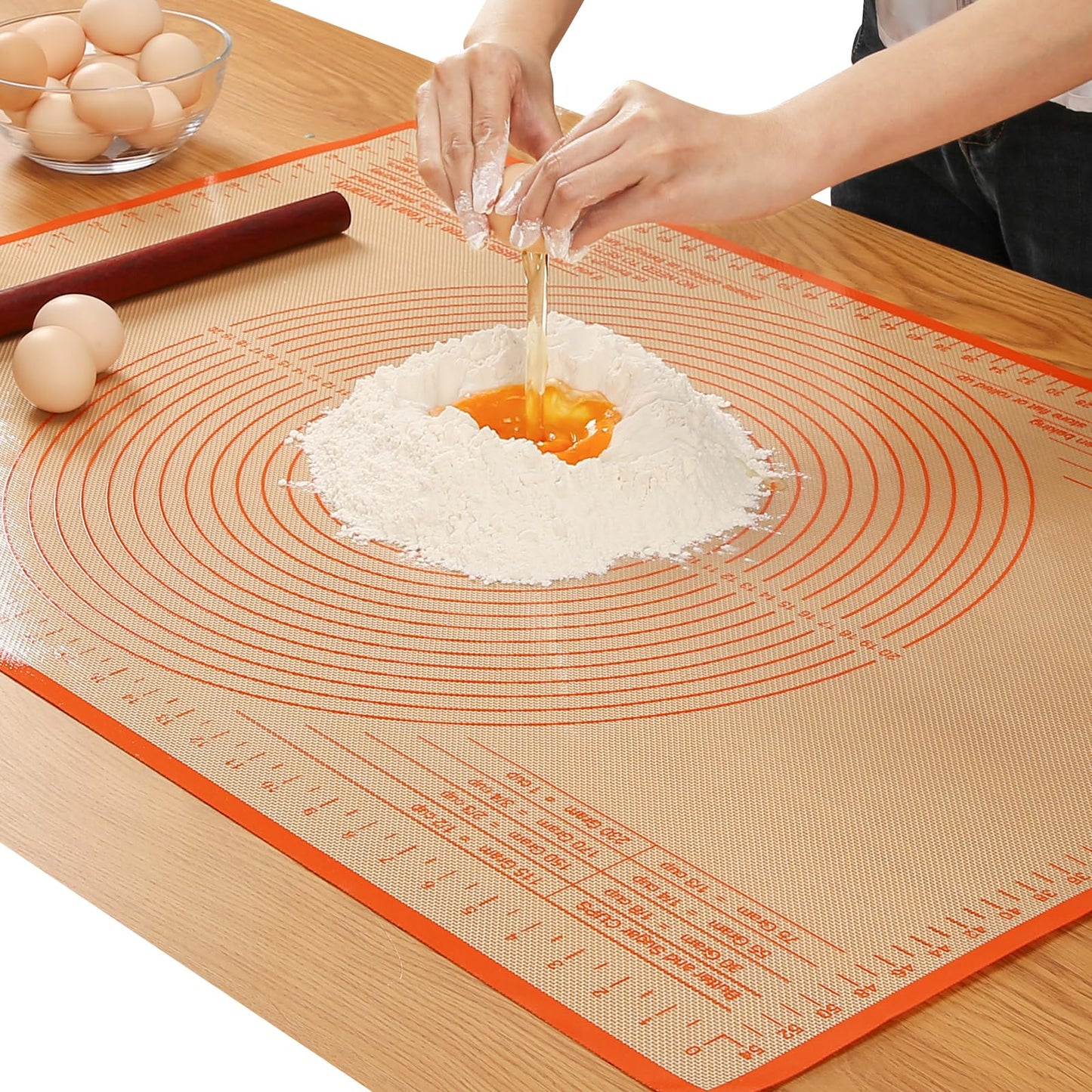 Silicone Pastry Mat 34x26 Inch Nonstick Baking Mat -Perfect for Doug, Pastry, Dough Rolling, Kneading Board, Pie Crust, Fondant, Pasta/Pizza, Kitchen Counter Mat