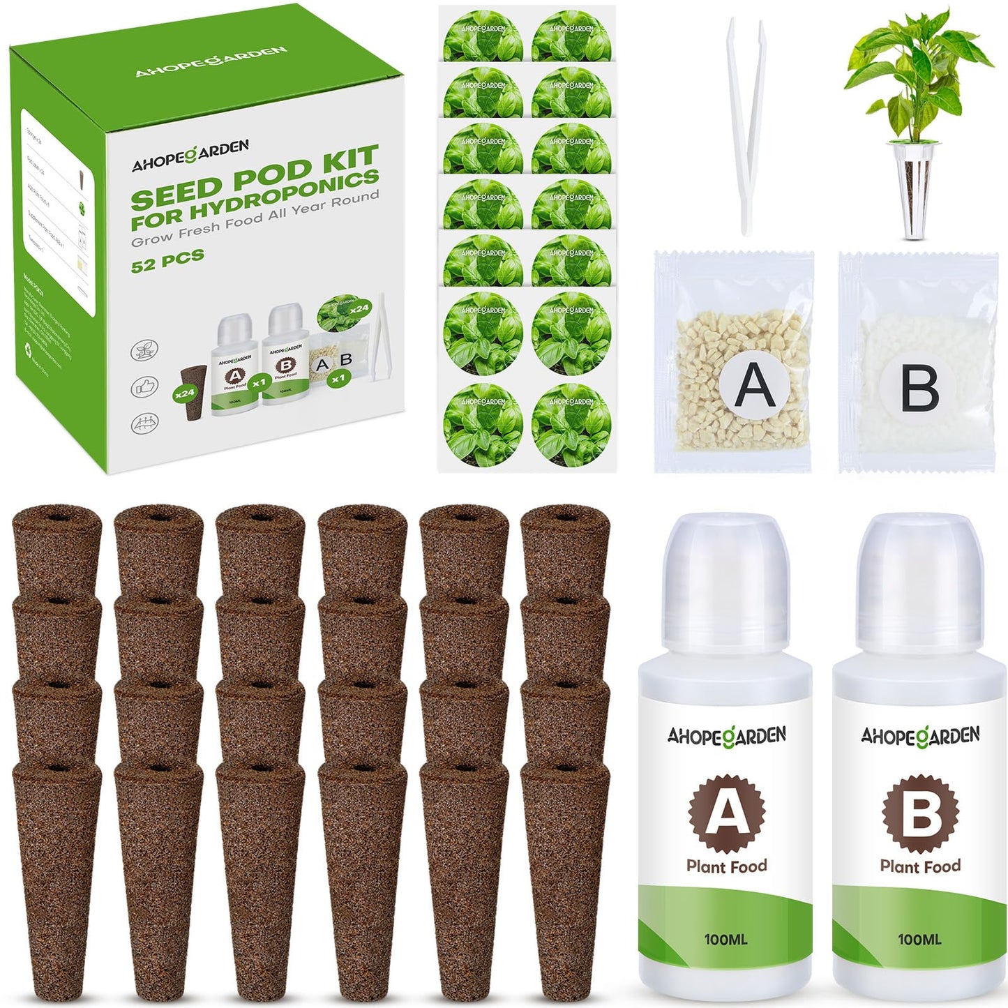 Ahopegarden Indoor Garden Hydroponics Growing System with Hydroponics Pods Kit