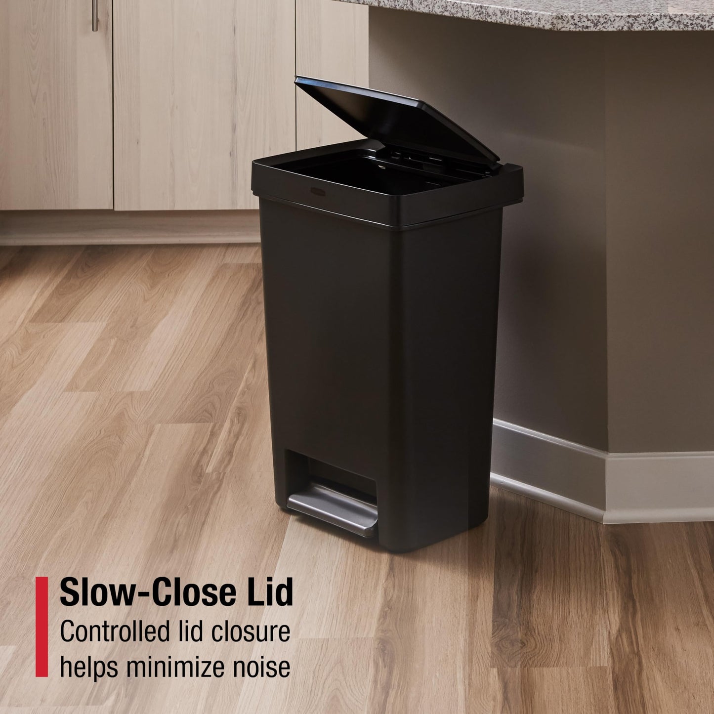Rubbermaid Premier Series II Step-On Trash Can for Home and Kitchen, with Lid Lock and Slow Close, 12.4 Gallon, Charcoal, for Home/Kitchen/Garage/Apartment/Office