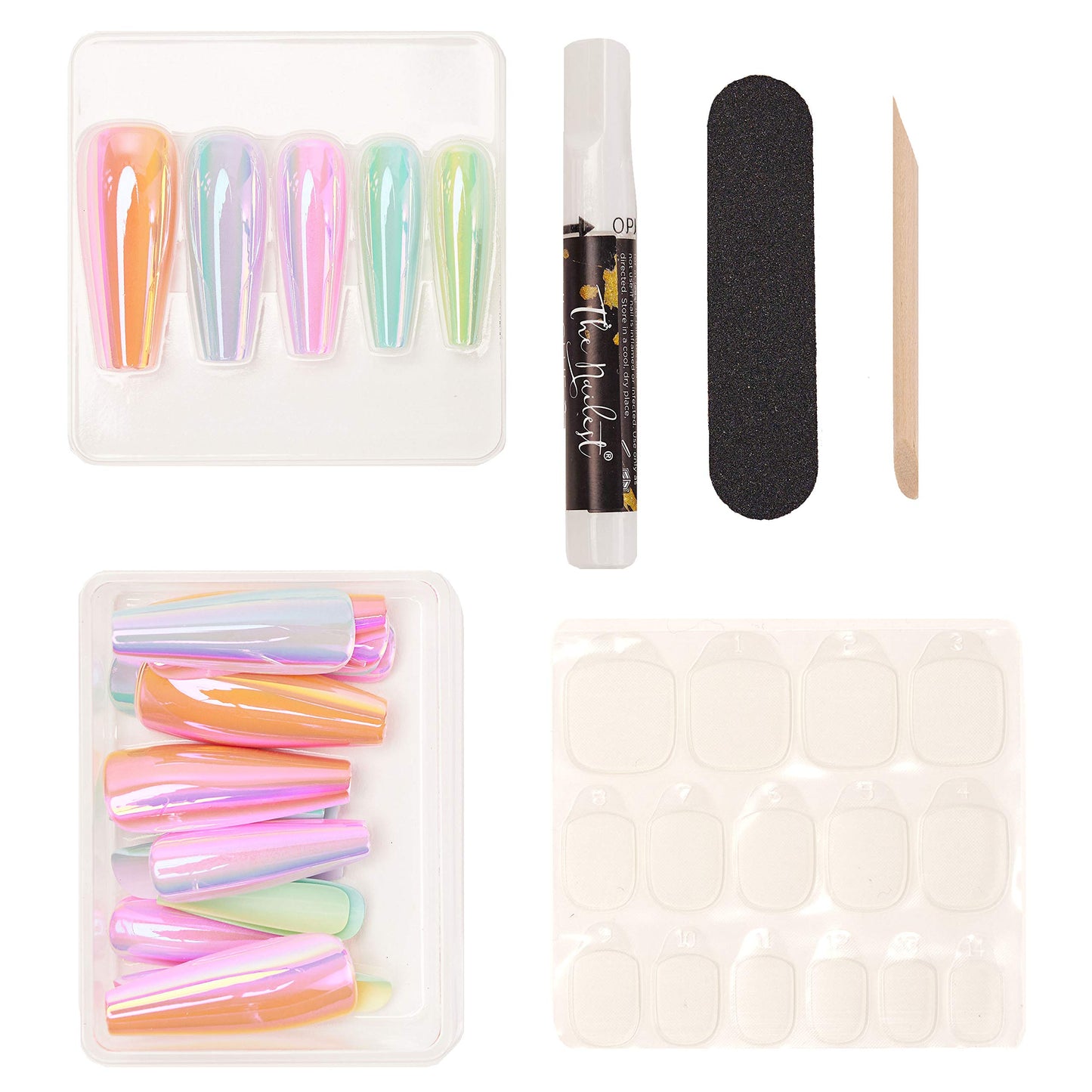 The Nailest - Instant Luxury Acrylic Press-on Nails-C-curve Long Coffin- Polychromatic