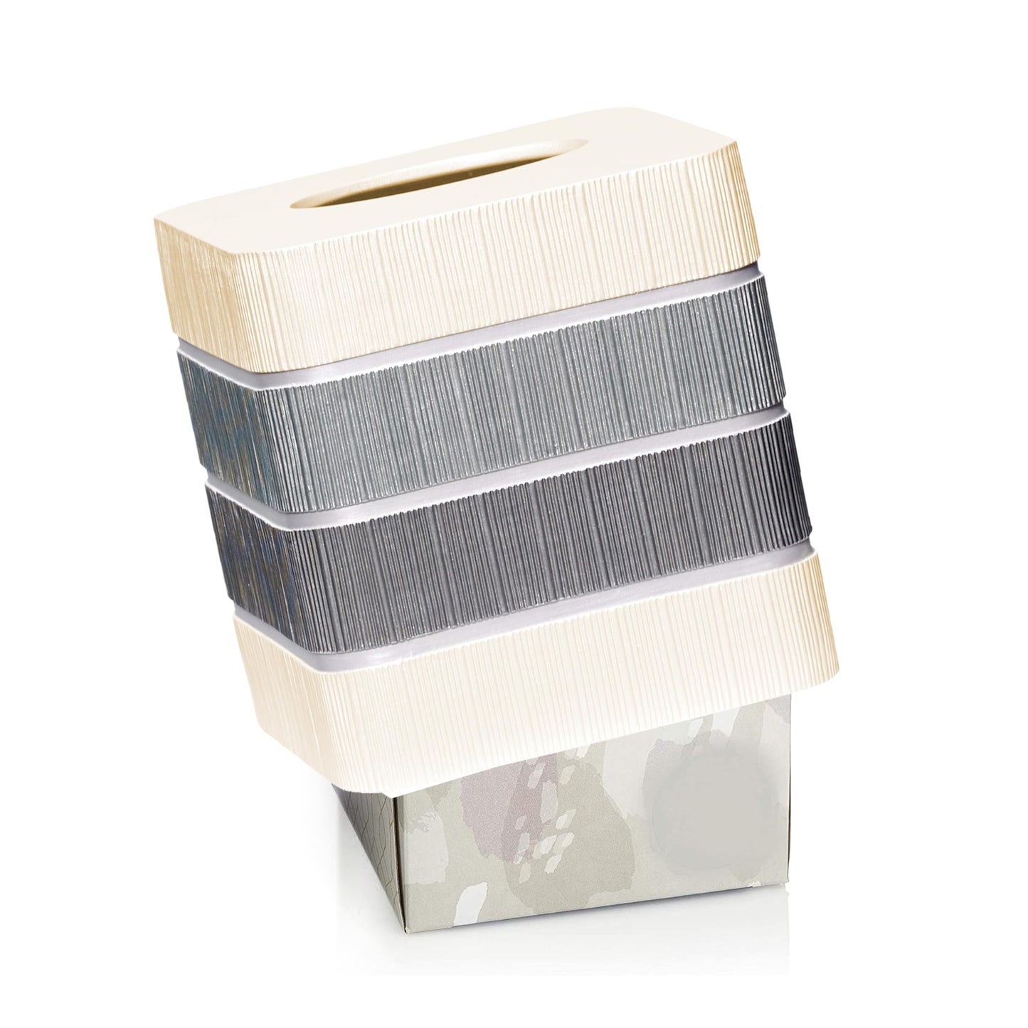 Resin Tissue Box Cover for Modern Home Decor - Minimalist Square Tissue Box Holder for Guest Room, Bedroom, Bathroom, Tabletop & Office - Durable and Aesthetic Tissue Holder, Modern