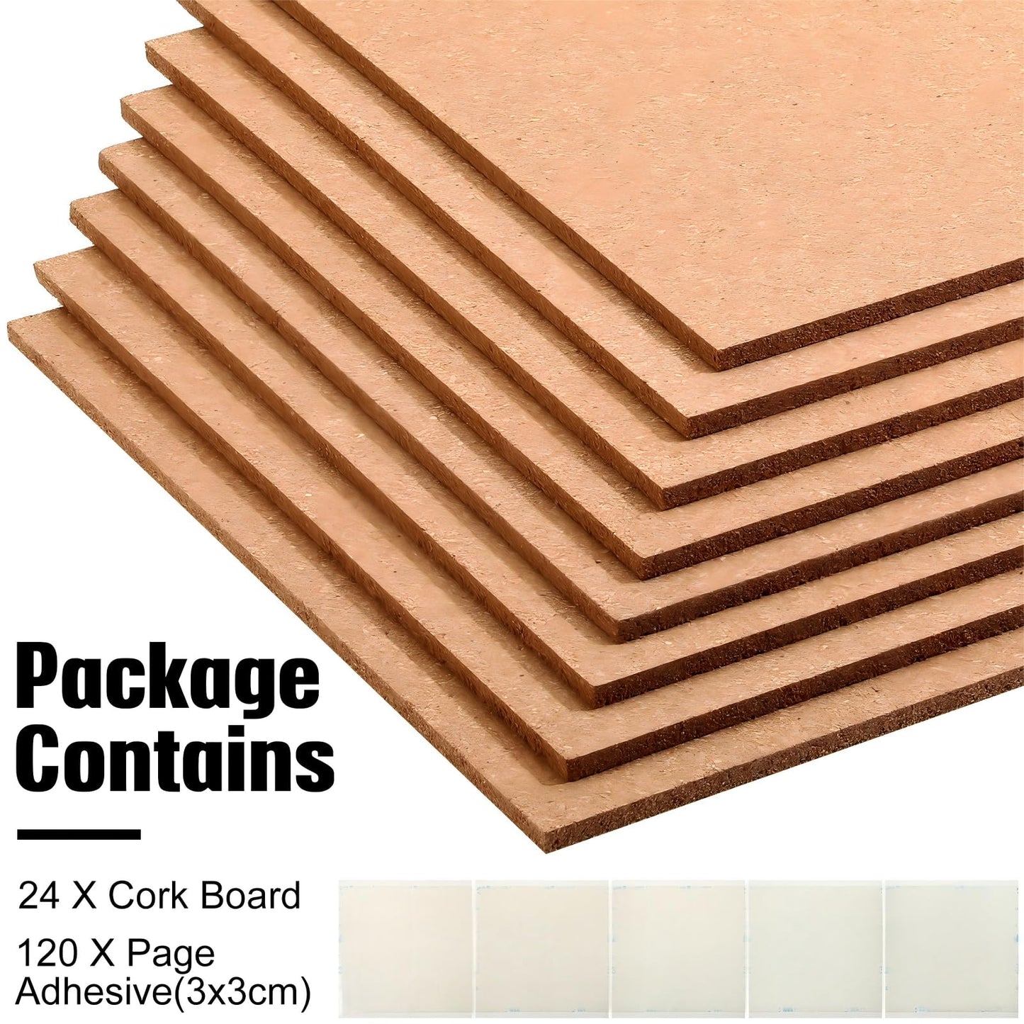 Crtiin 24 Pcs Cork Board Tiles Bulletin Boards 12"x12" 1/4" Thick Square Natural Cork Sheets with Self Adhesive Backing Brown Corkboards for Wall School Office Home DIY Supplies