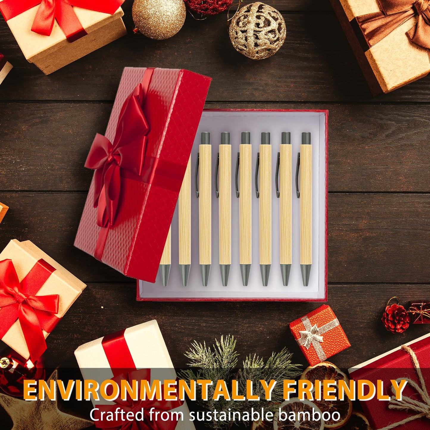 lyforx 100pcs Bamboo Pens Bulk Wooden Bamboo Pens Engraving Wooden Ballpoint Pen Customizable Gift Pen Bulk