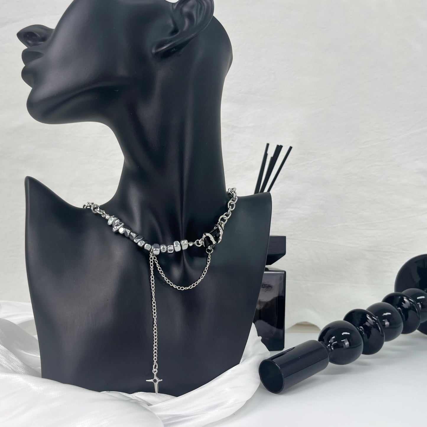 Buyongwant Irregular Necklace Y2k Collar Chain Black Pendant Star Splice Fashion Style Trend Retro