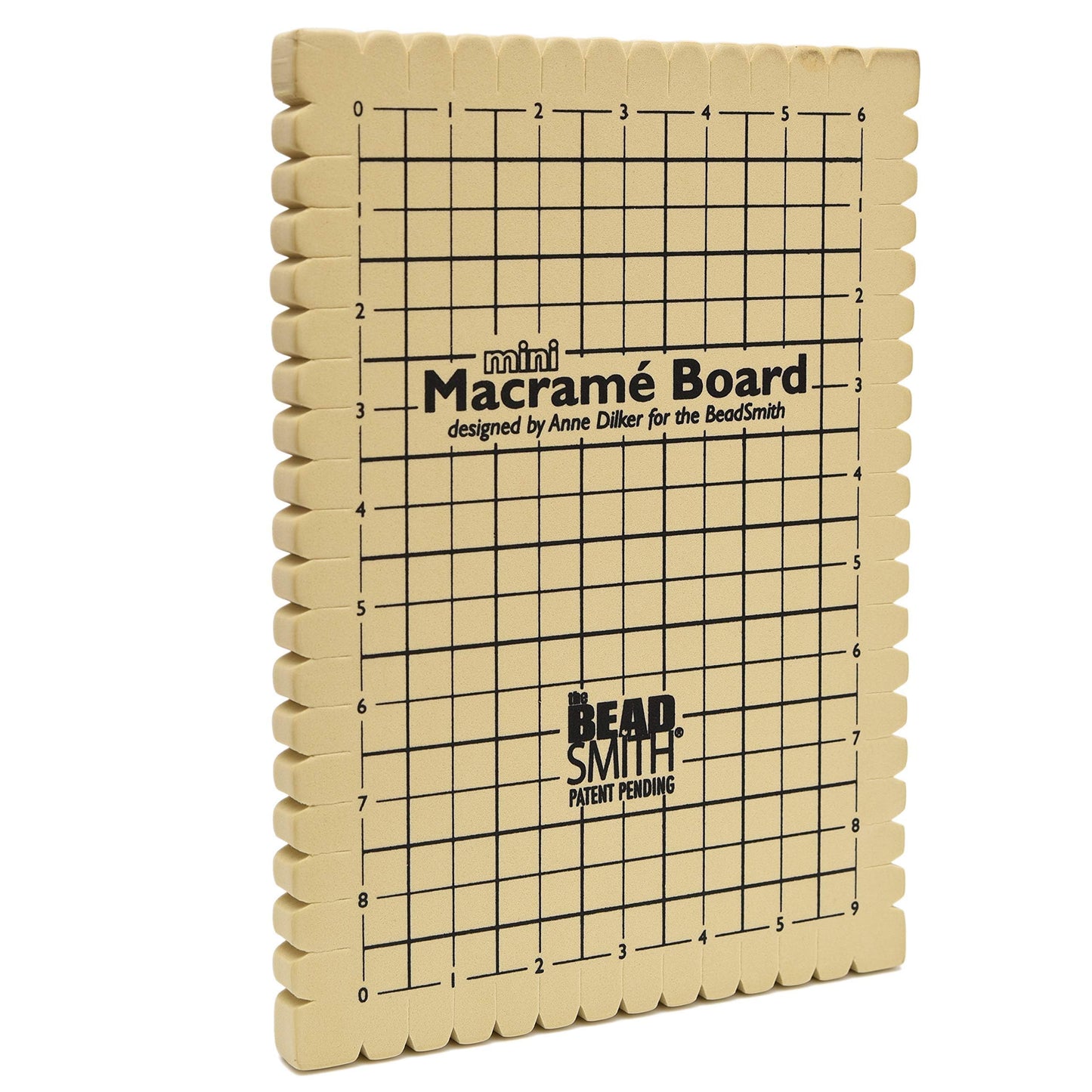 The Beadsmith Mini Macrame Board, 7.5 x 10.5 inches, 0.5-inch-Thick Foam, 6 x 9 Grid for Measuring, Bracelet Project with Instructions Included, Create Macrame and Knotting Creations