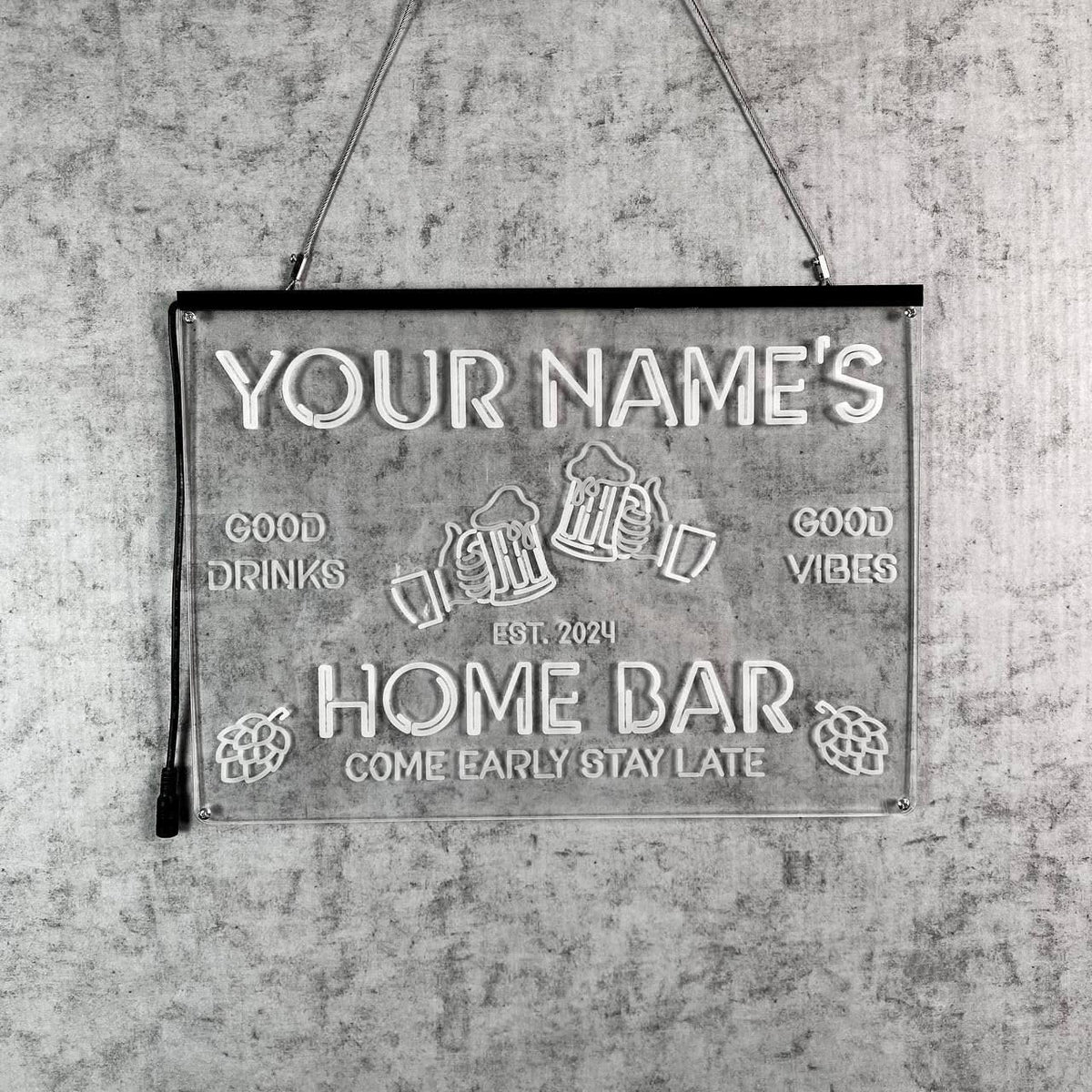 Personalized Bar Signs with Your Name for home wall light up with personalized pub name, man cave accessories, beer themed neon customizable lighted sign