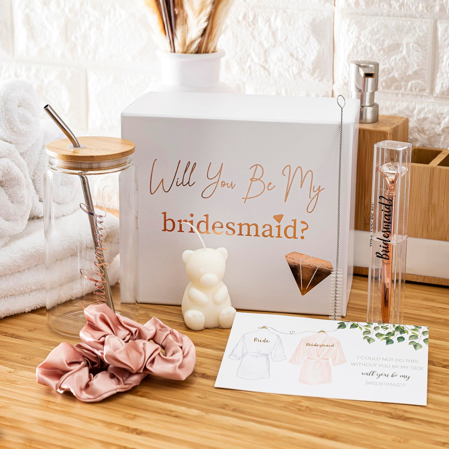 Heather & Willow Bridesmaid Proposal Set | Bridal Gift Boxes with Lids & Favors for Bachelorette Party