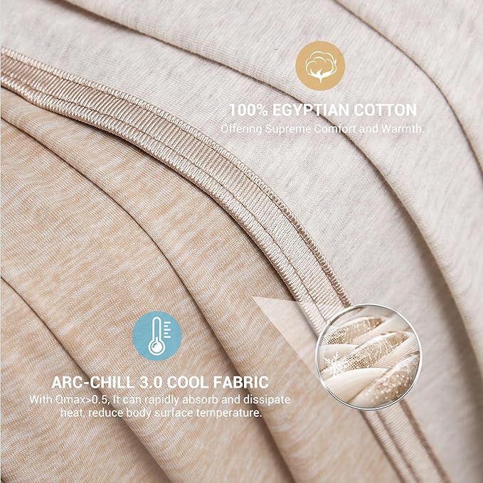 Elegear Revolutionary Cooling Blanket Queen Size Absorbs Heat, Keep Adult/Children/Babies Cool on Warm Nights, Japanese Q-Max>0.4 Arc-Chill Cooling Fiber, Summer Blanket for Night Sweat - Beige,Adult