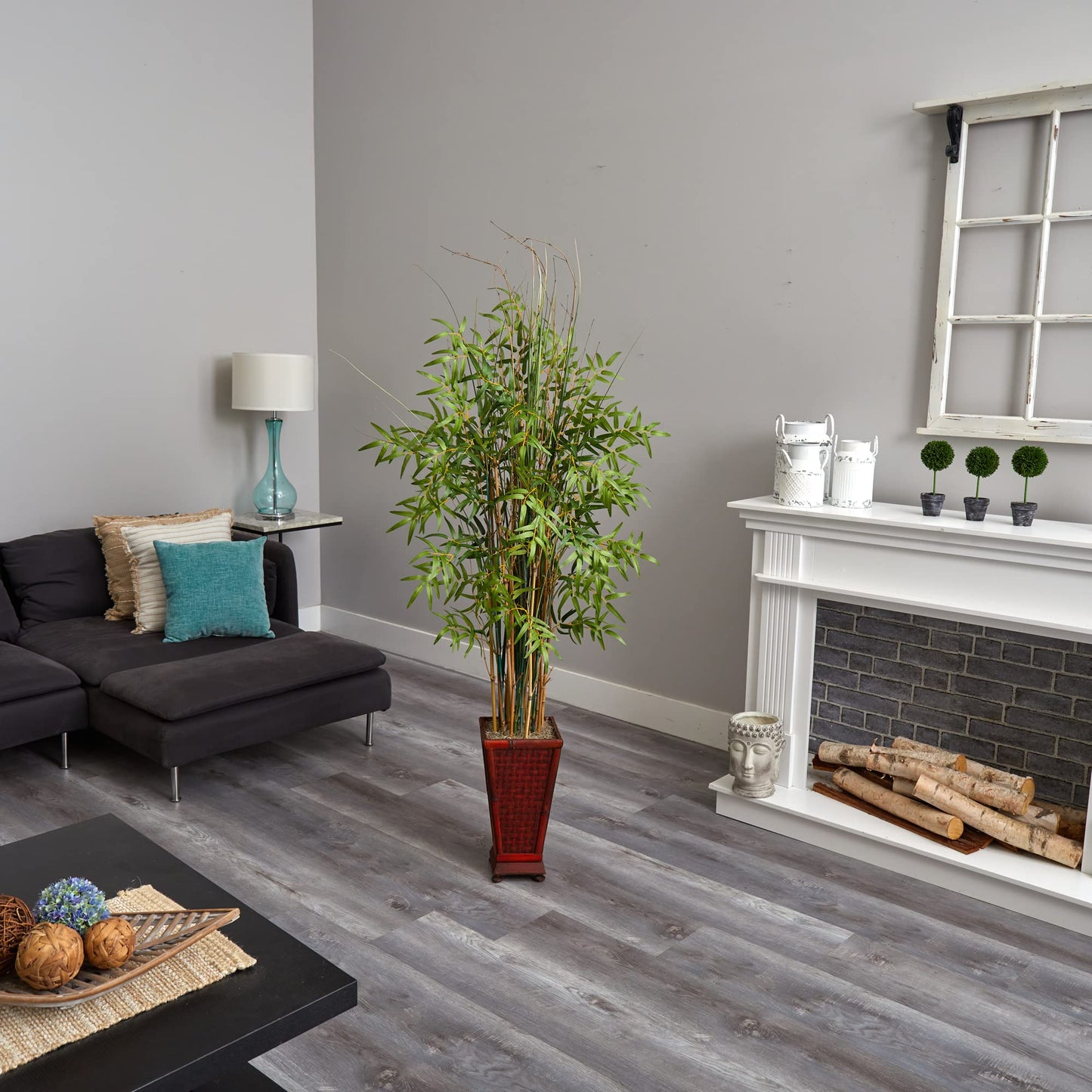 Nearly Natural 5.5ft. Grass Bamboo Plant with Decorative Planter