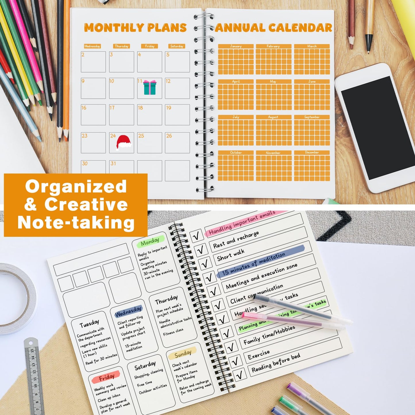 3 Pcs Record Template Metal Planner Stencils for Journaling 5.2X2.3 Inch Flexible Journal Template Stainless Steel Calendar Stencil for Weekly Spread Checklist Drawing DIY Crafts Supplies