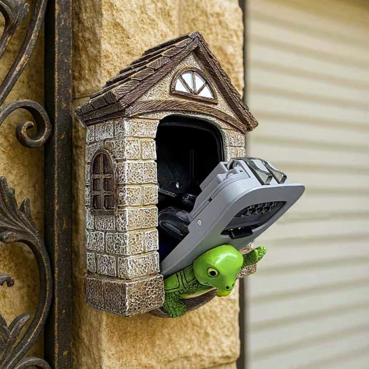 memeyou Key Lock Box Outside Hide A Key Outdoor Key Holder Wall Mount Large Lockbox with Code House Portable Spare Combination Hiders for Home Office Security Safe Storage Turtle