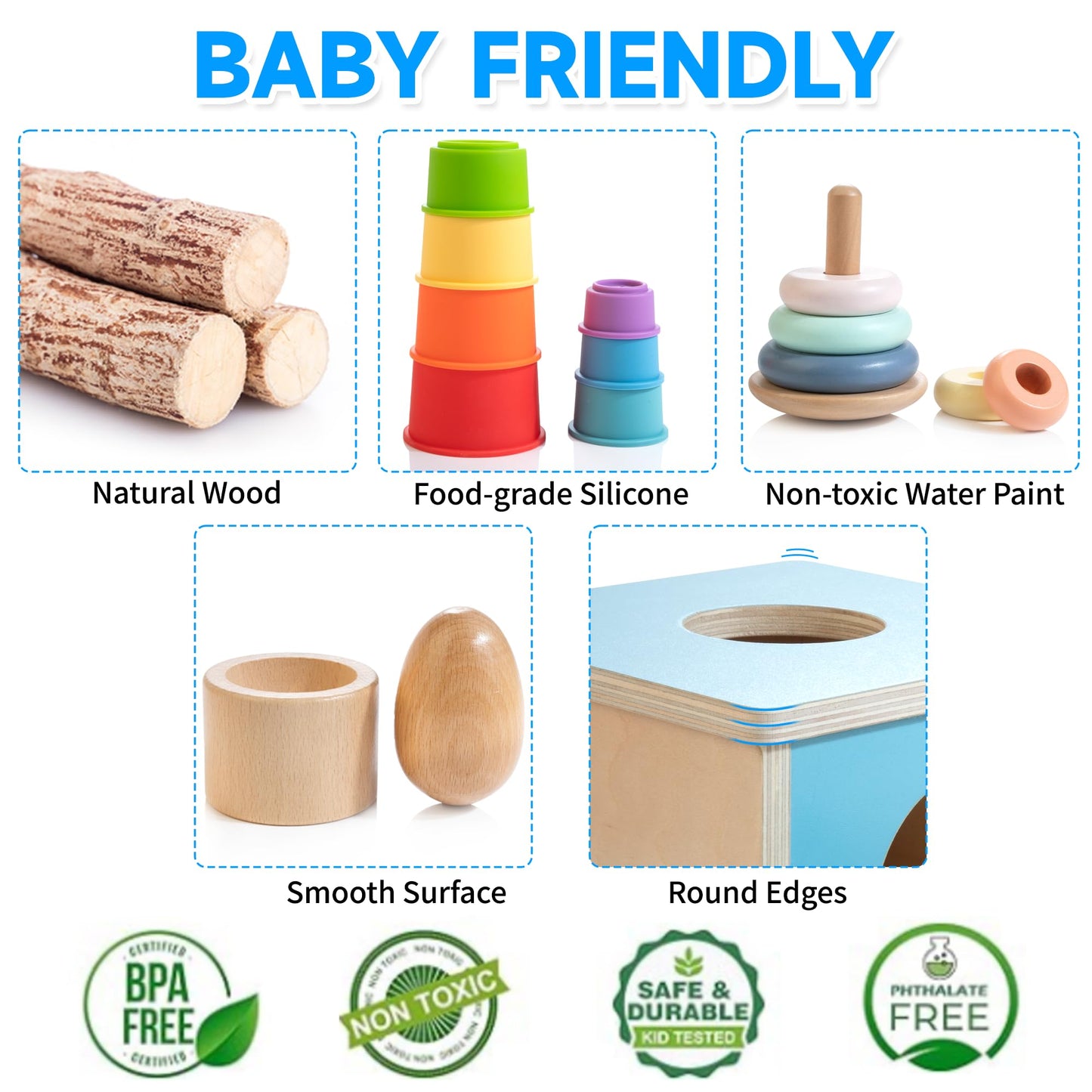 WOODMAM Montessori Educational Box for Baby Toddler