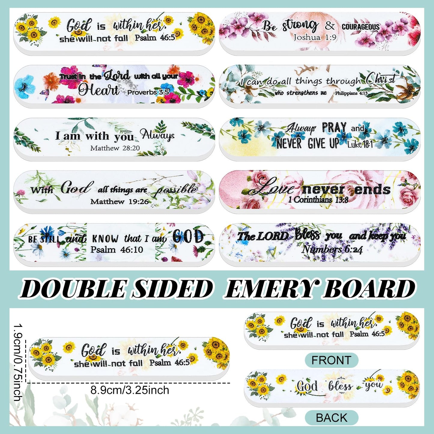 Lanties 100 Pcs Christian Gifts for Women Bulk Mini Christian Nail Files Scripture Emery Boards Religious Christmas Party Stocking Stuffers for Coworkers Employee Staff