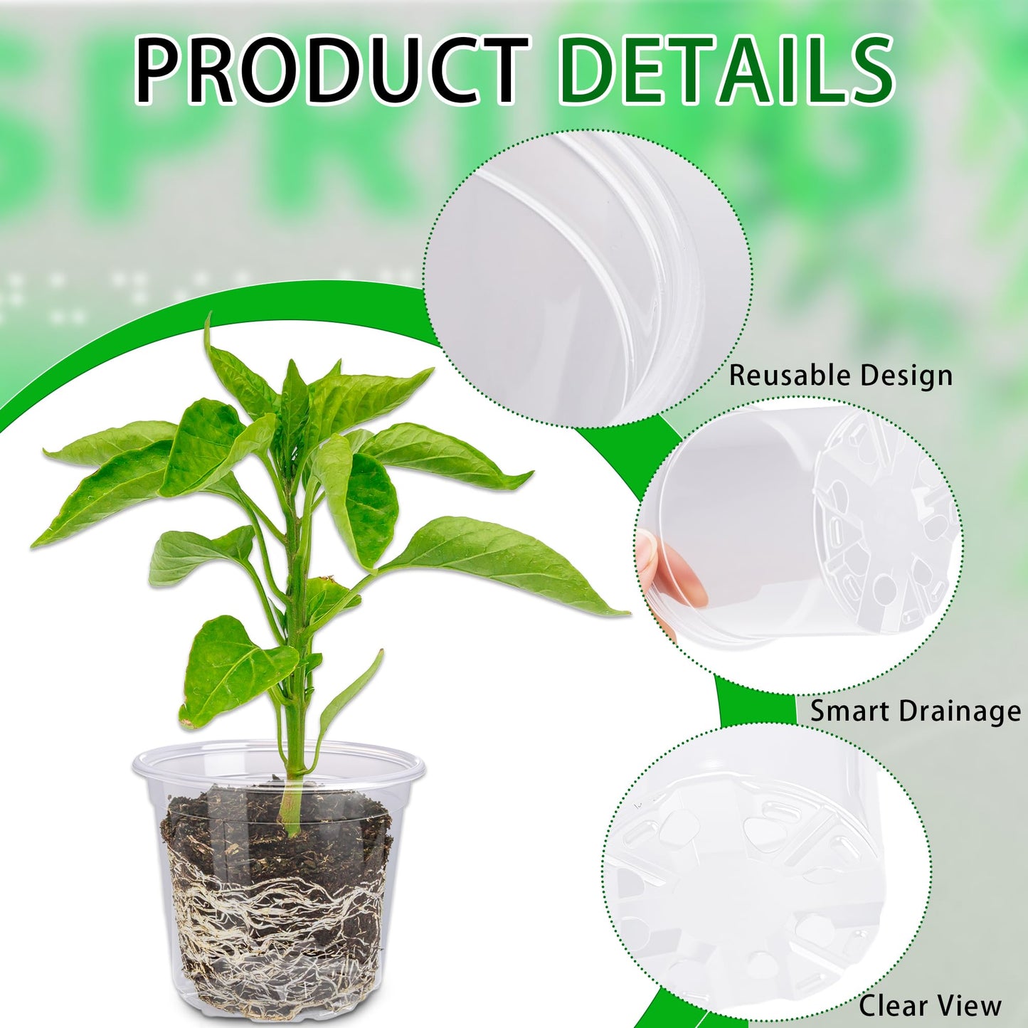 300 Pcs 4 Inch Clear Plant pots with Drainage Holes 150 Transparent Plastic Nursery 150 White Labels High Transparency Excellent Hardness for Seeding Cultivation Raising Flower Gardening Activities