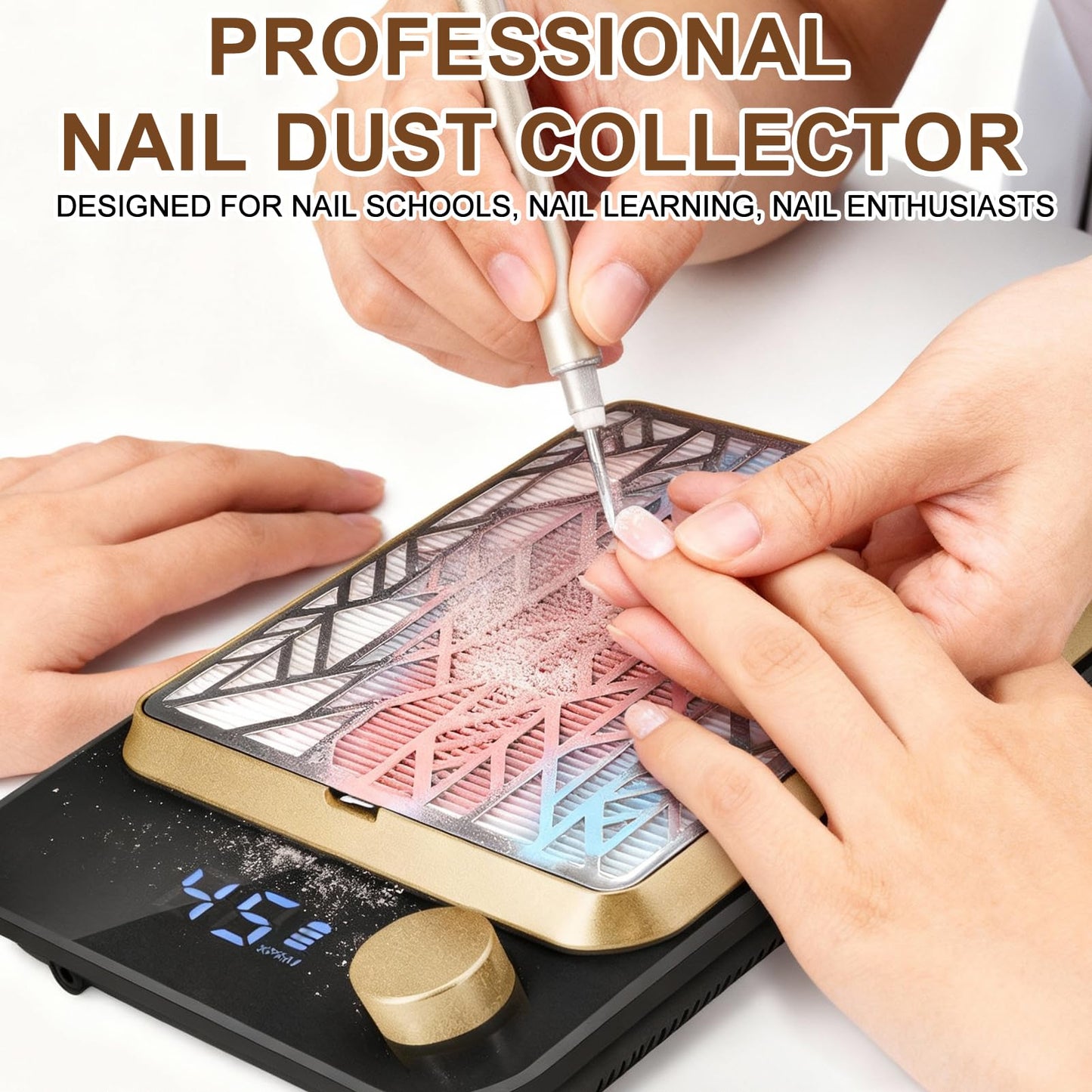 Rechargeable Nail Dust Collector, Professional Cordless Dust Collector Nail Tech Vacuum Fan Extractor Manicure Machine, Adjustable Suction, NDC3
